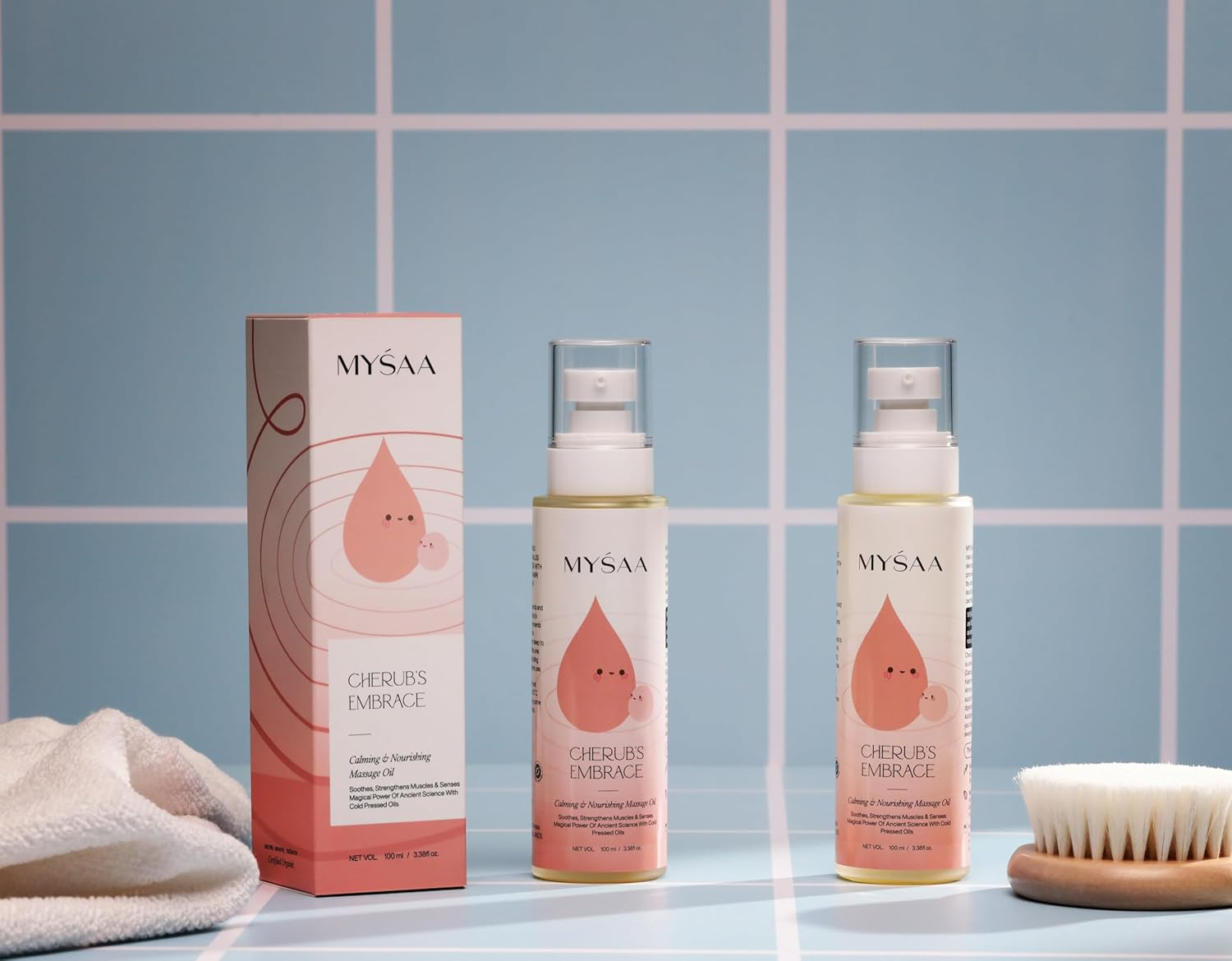 MYŚAA | Cherub Embrace Calming & Nourishing | Baby Masage Oil - All Skin Type | Even Sensitive Skin | with Herbs and Almond Oil with Kashmiri Lavender - 100 ML