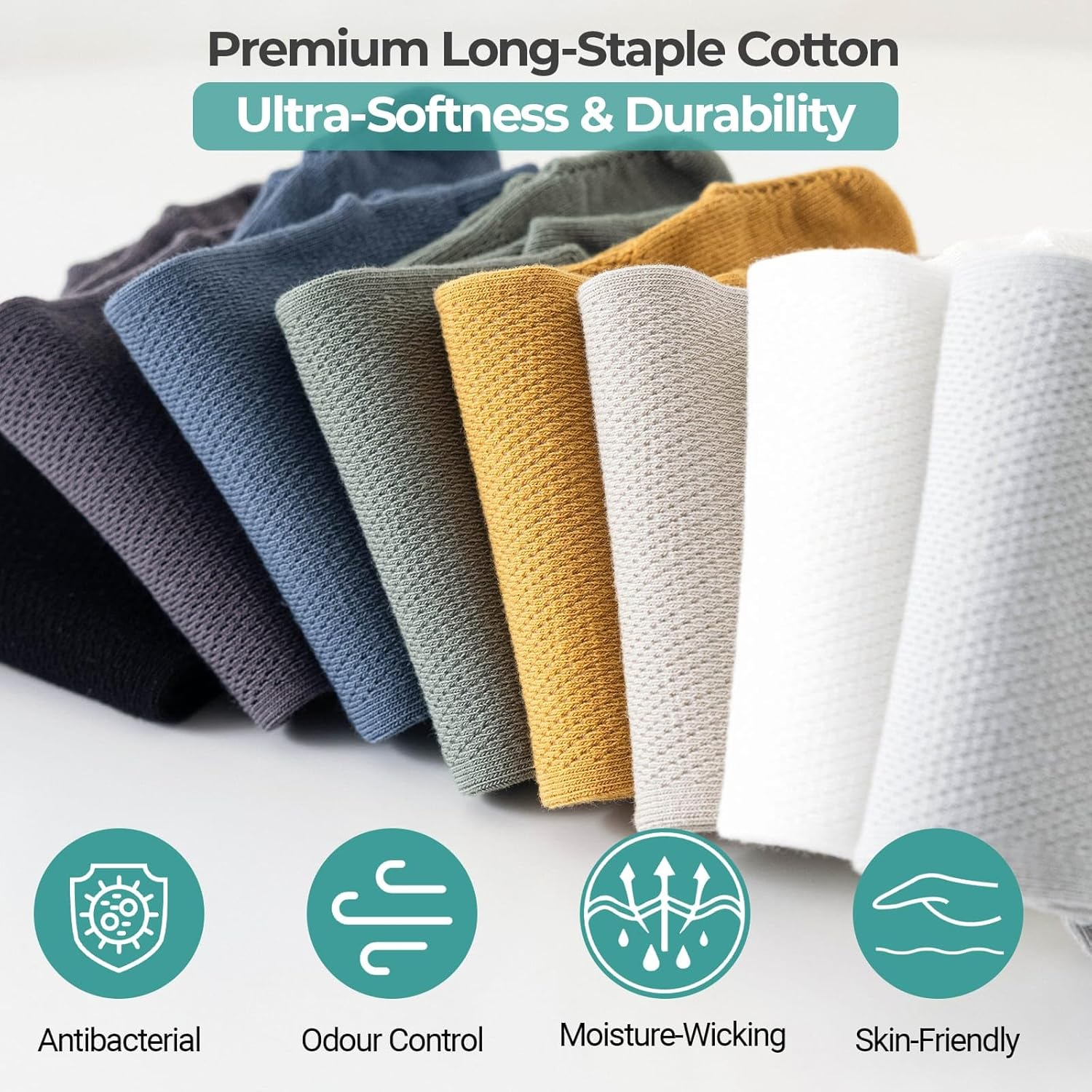 QUPOLPOL Men&rsquo;S Five Toe Socks &ndash; Breathable Cotton Anti-Blister Athletic Five Finger Socks for Running, Gym, Hiking, Daily Wear, AU Size 6-10 (5 Pairs Pack) image number 4