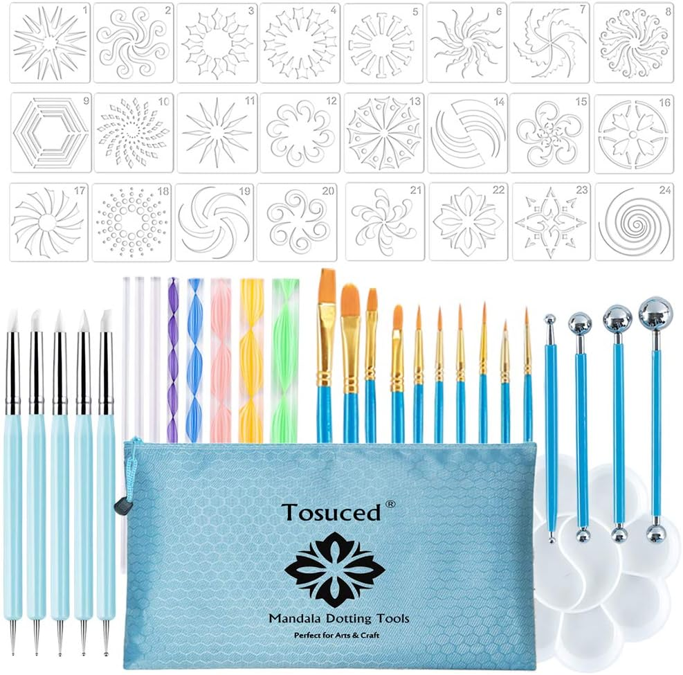 53PCS Mandala Dotting Tools Set for Painting Rocks,Mandella Art and Drafting Art Supplies