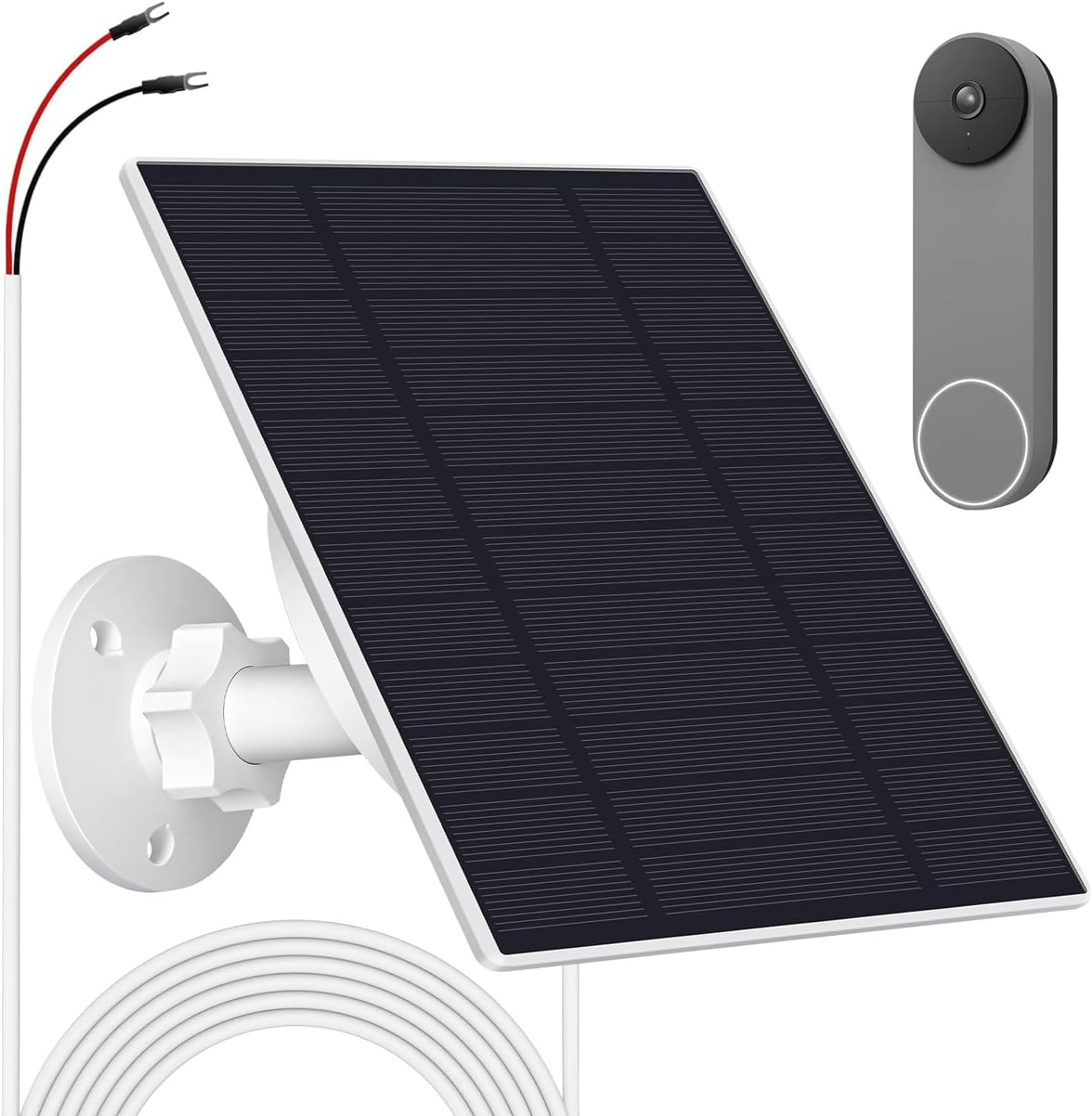Solar Panel for Security Camera Outdoor, 10W Video Doorbell Solar Panel Charger for Nest for Doorbell 2K 2 3, IP66 Water Proof, 360&deg; Adjustable Bracket (CSP4W-O-W)