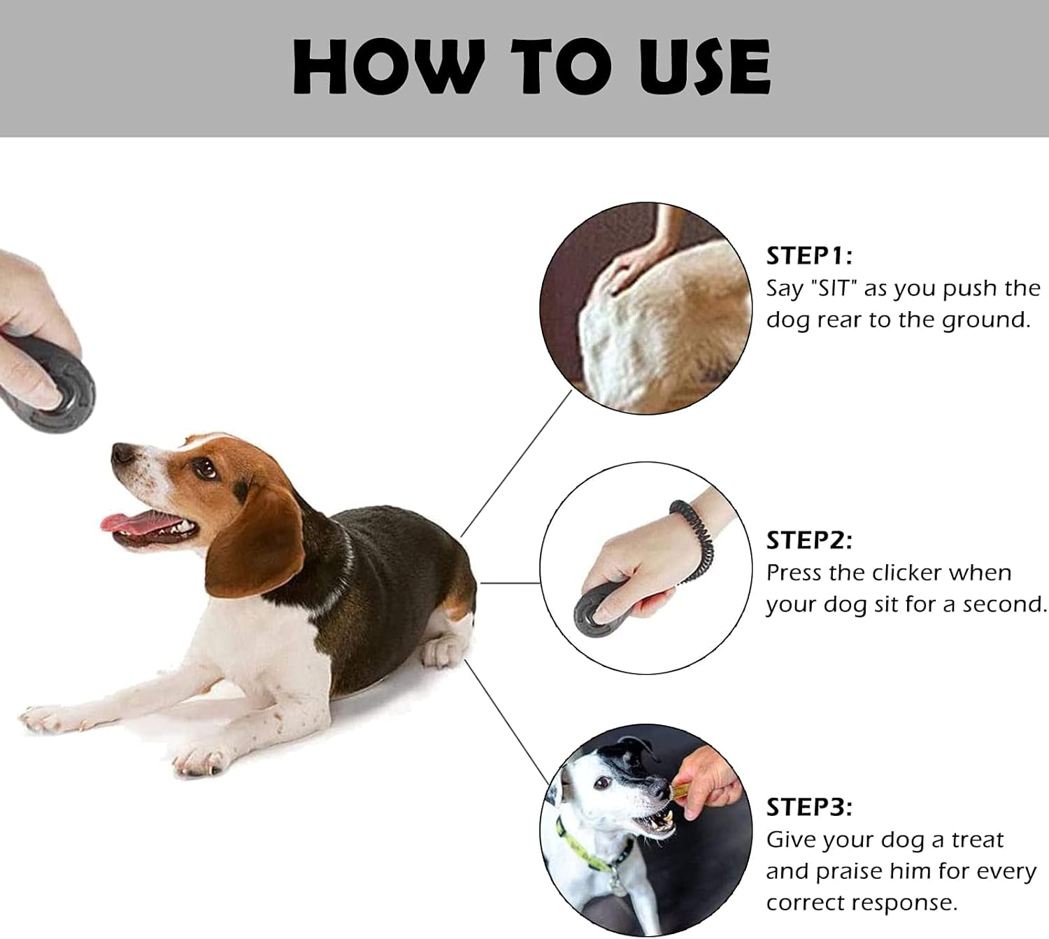 Dog Training Clicker with Wrist Strap, Clicker for Pets, Dog Clicker Perfect for Dog Cat Horse Behavioral Training