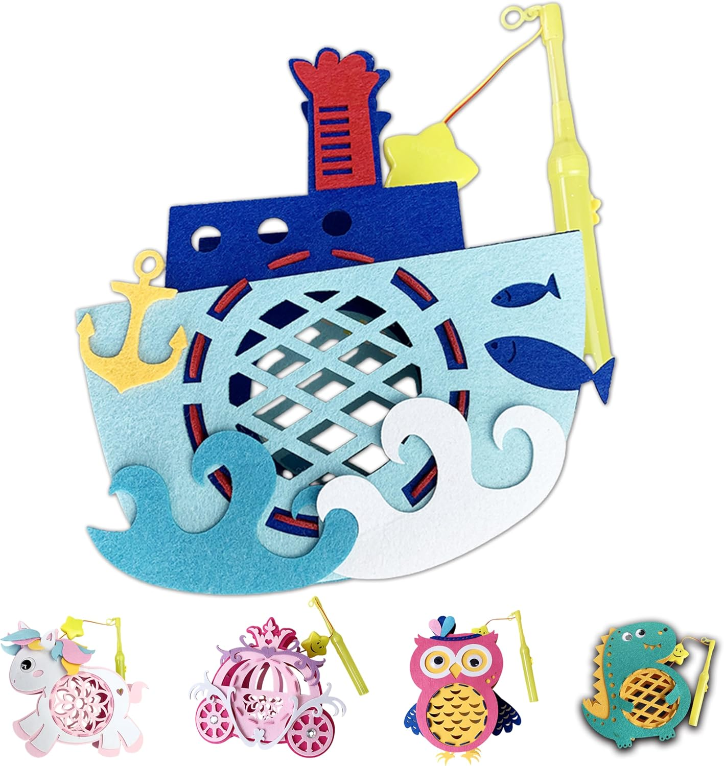 Inqzen Handmade St. Martin Lantern from Craft Set - Creative DIY Cartoon Lantern for Crafts for Martin'S Parades, Nursery, School and Autumn Festivals (Boat) image number 6