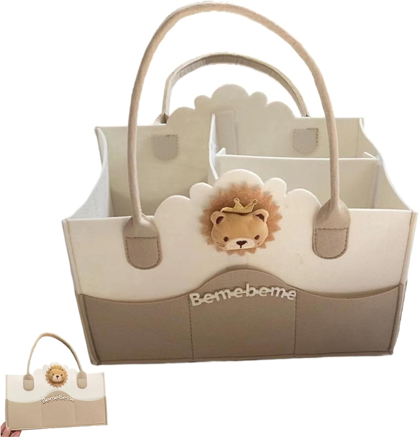 Baby Caddy Organizer Thicken Cartoon Felt Multifunctional Portable Baby Diaper Caddy Nursery Storage Bag for Mom Kids image number 2