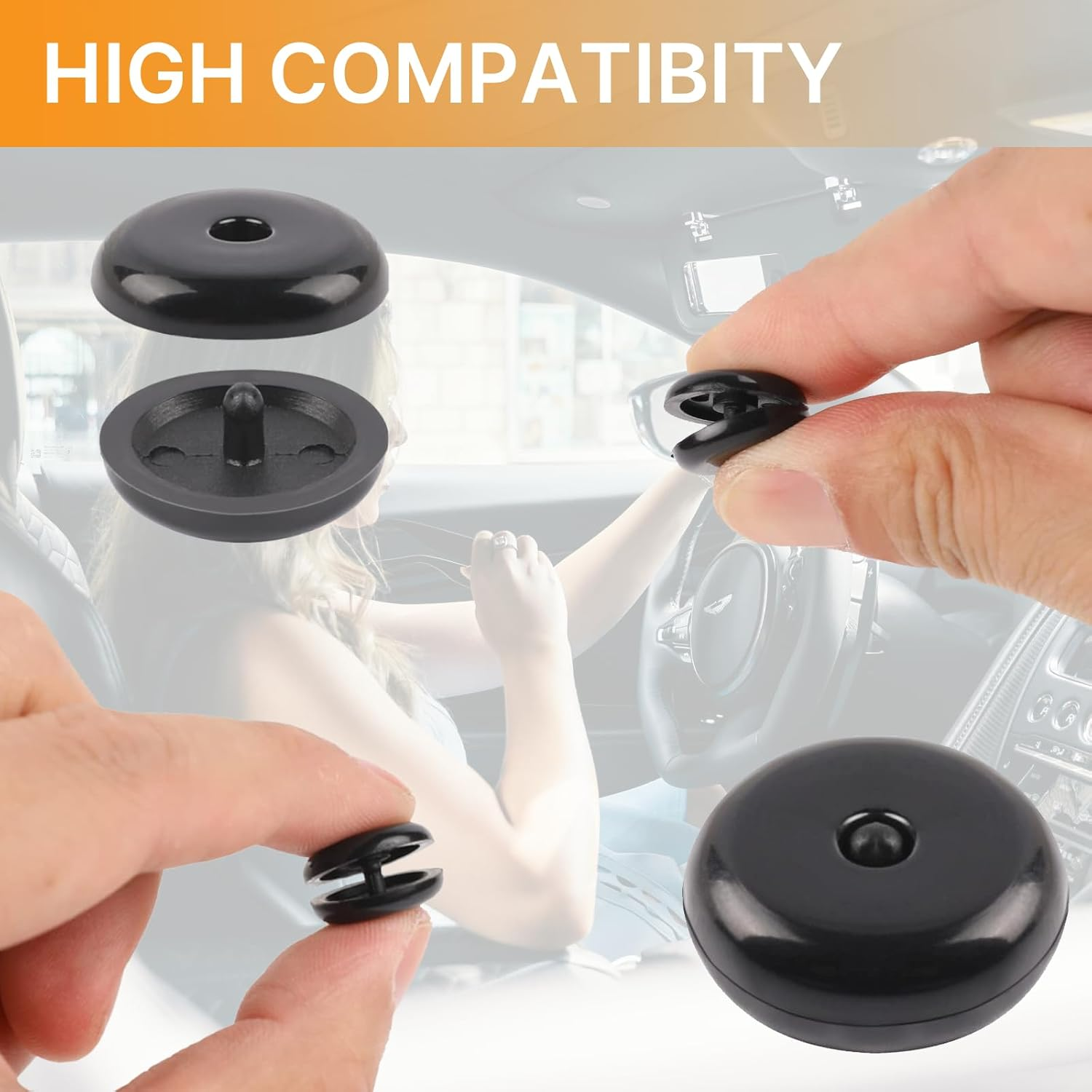 15 Sets Universal Fit Seatbelt Stopper Kit, Seat Belt Button Stop, Plastic Seatbelt Buckle Stopper Button Prevent Safety Belt Clip Buckle from Sliding Down image number 3