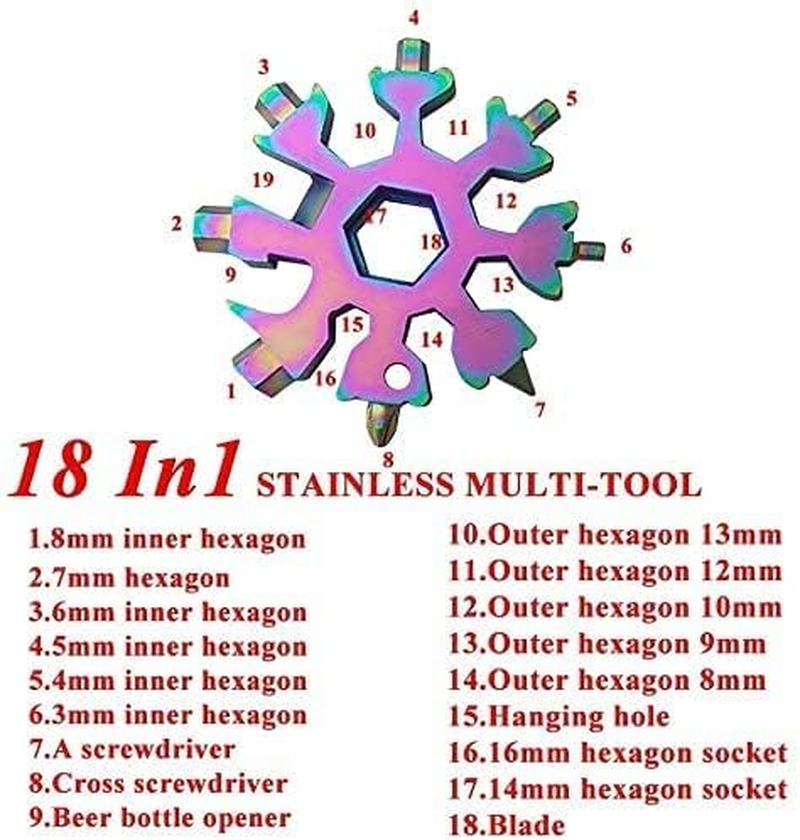 3 Pack Snowflakes Multitool Stainless Steel Bottle Opener /18 in 1 Flat Philips Screwdriver Kit/Wrench Pocket Keychain Tool for Outdoor Camping,Travelling image number 2
