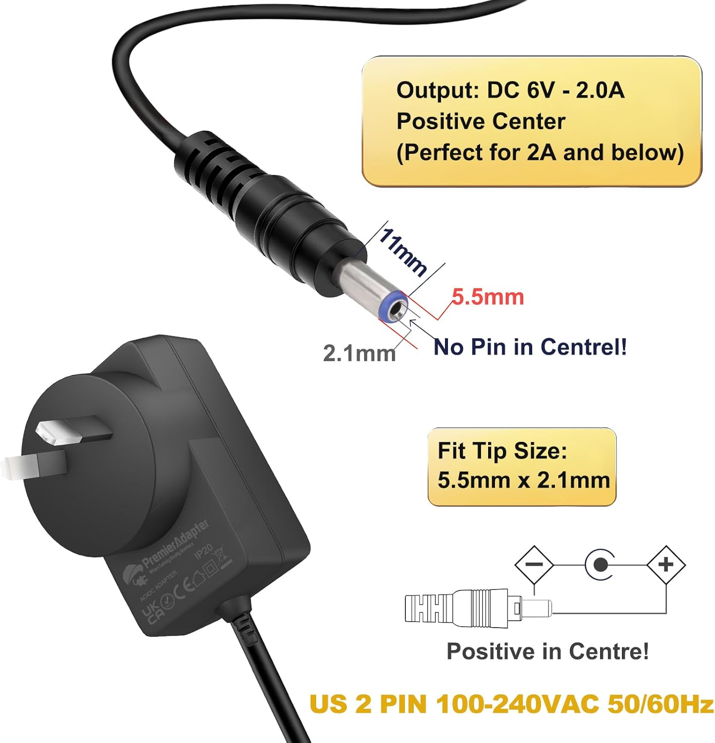 Premieradater Replacement Power Supply for Nordic Track Cross Trainer 6V [6A09] image number 2