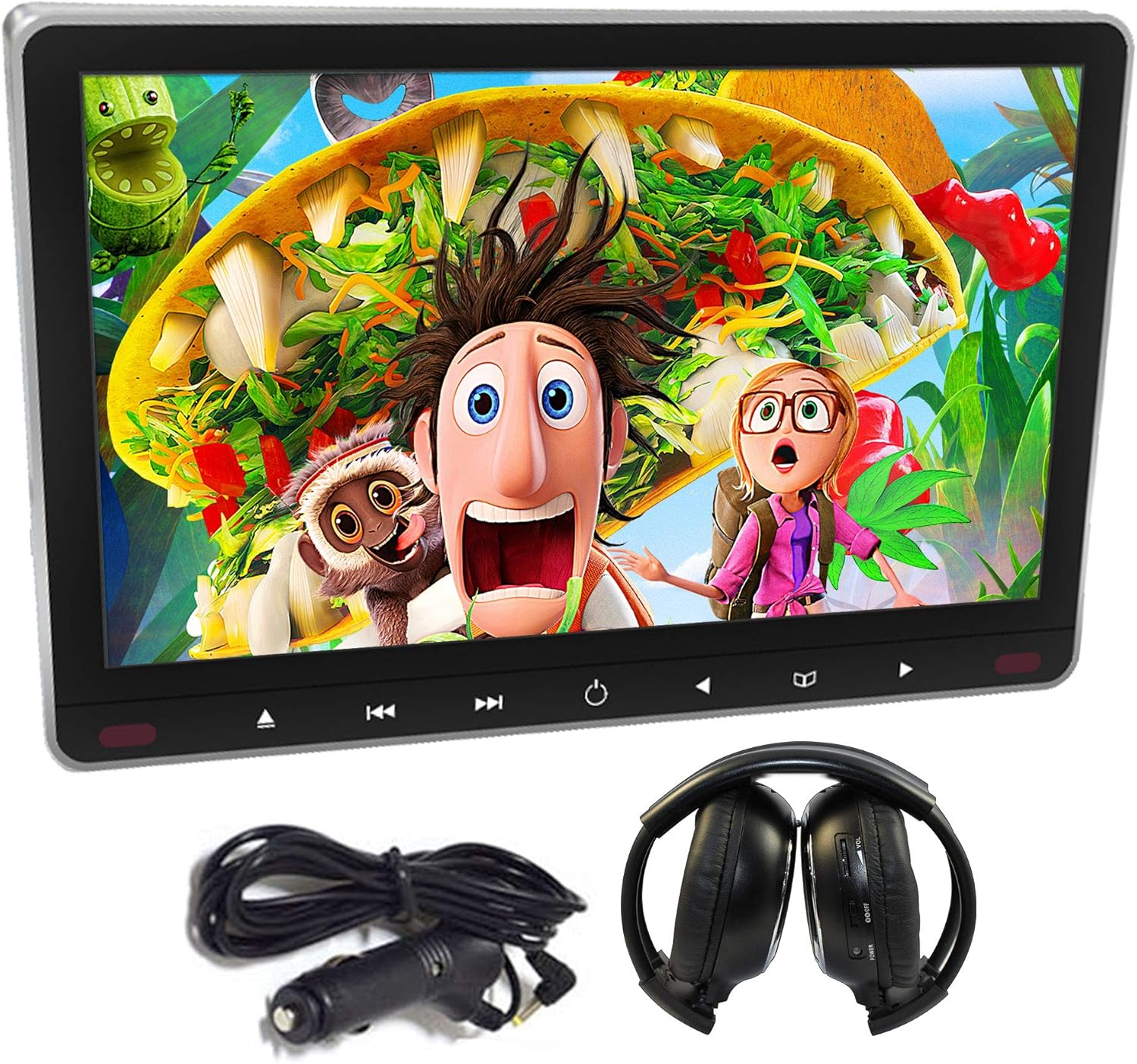 Elinz 11.6" Slim Active Car Headrest DVD Player 1080P HD Digital Monitor HDMI 9" 10", IR Headphone, Car Charger, DVD Sharing, Built-In Speakers image number 5