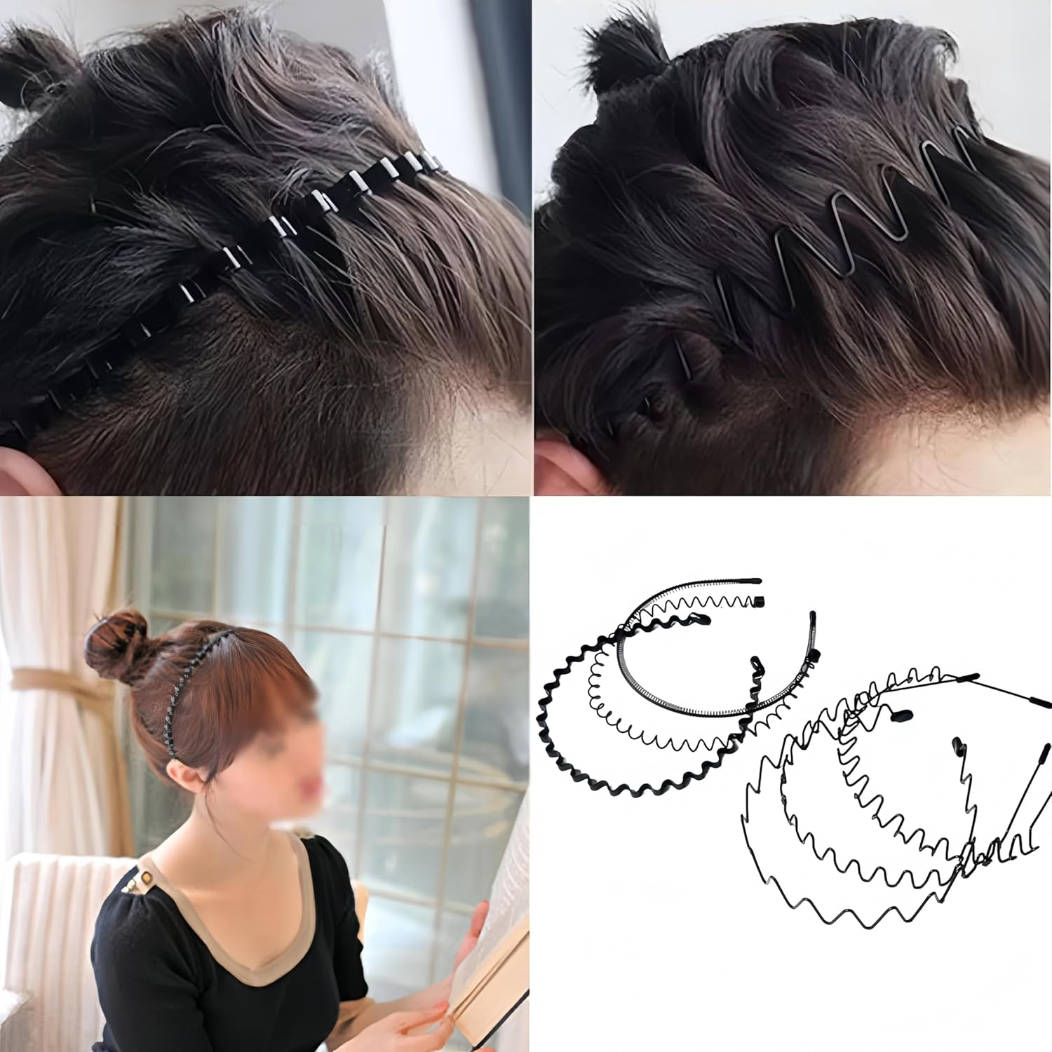 Aknebriax 10 Pieces Hair Band for Men Women'S Hair Hoop Clips, Unisex Black Wavy Headband for Hair Accessories Bands Simple Elastic Non Slip Headbands Headwear for Outdoor Sporters. image number 1