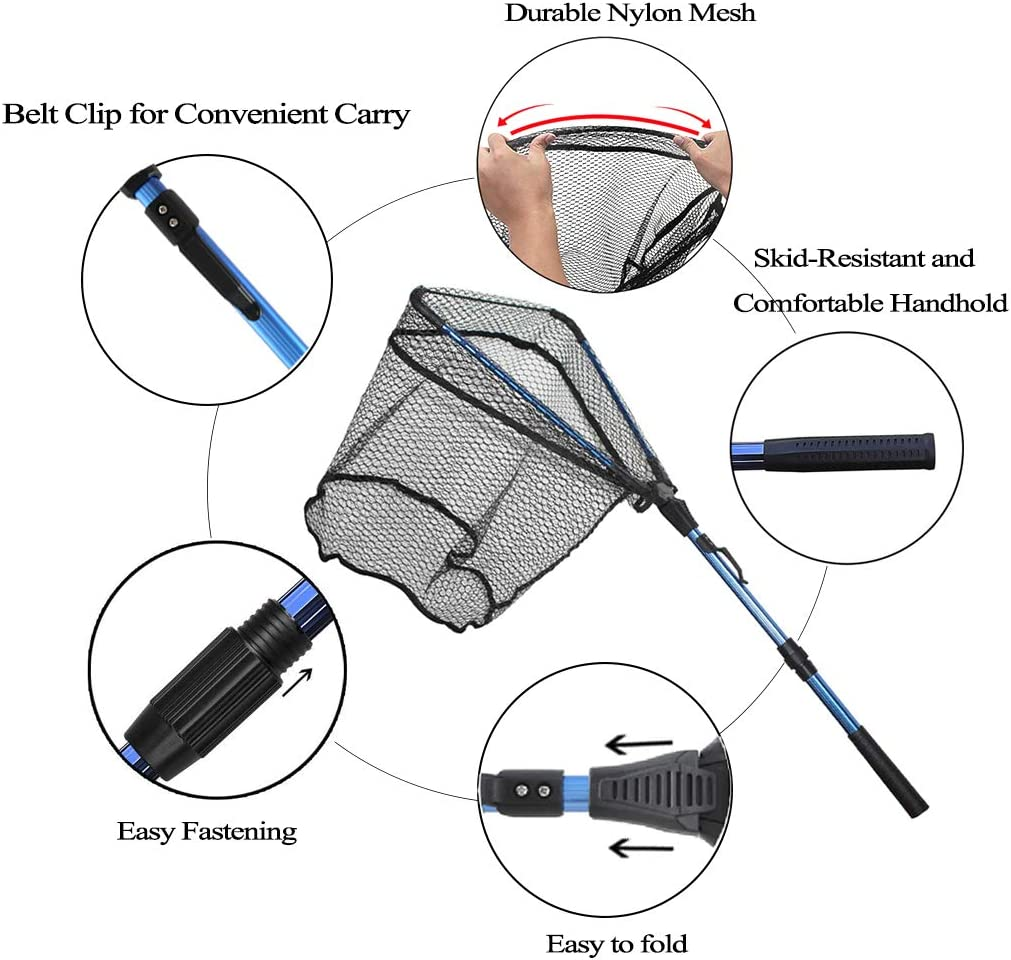 Fishing Net Fishing Landing Net Collapsible Telescopic Fishing Nets for Safe Fish Catching or Releasing with Fish Gripper Fishing Gear Tool Set image number 5