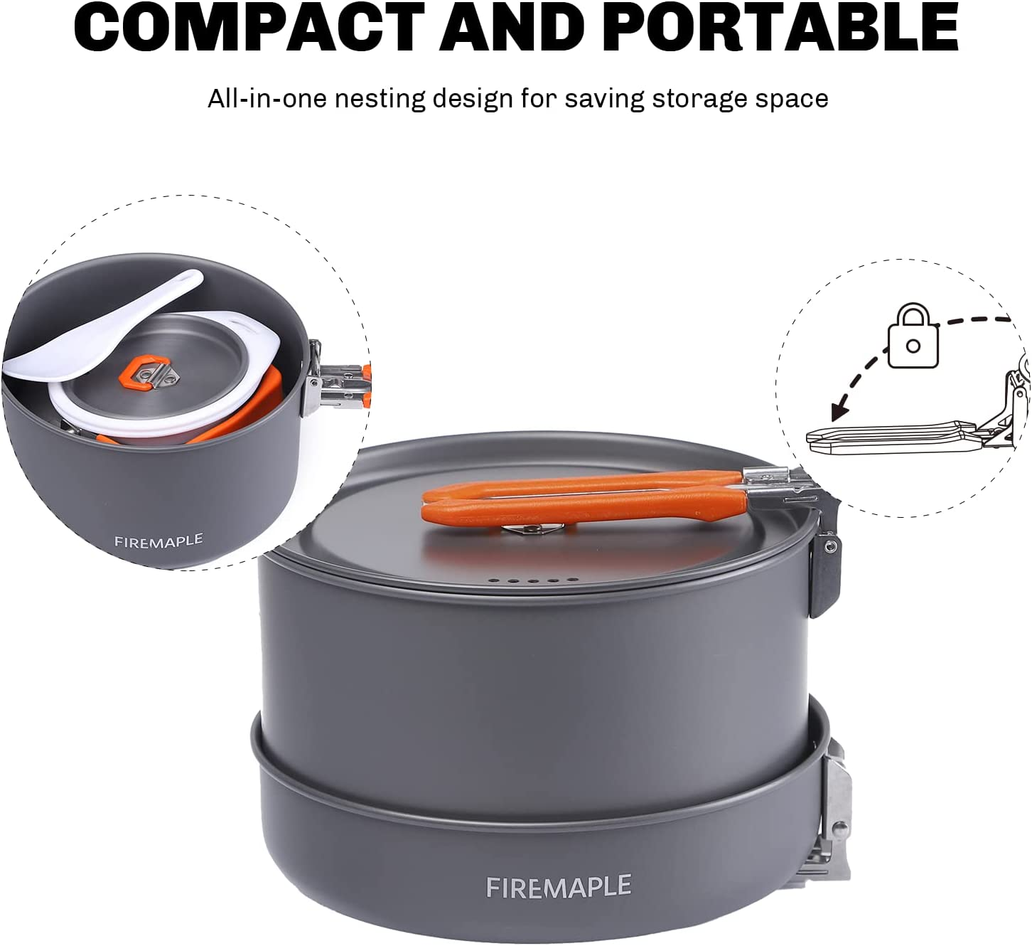 Fire-Maple Feast Series Camping Cookware Set | Outdoor Cooking Set with Pot, Kettle, Pan, Bowls and Spatula | Premium Construction | Ideal Mess Kit for Backpacking, Hiking, Car Camping and Emergency Use image number 1