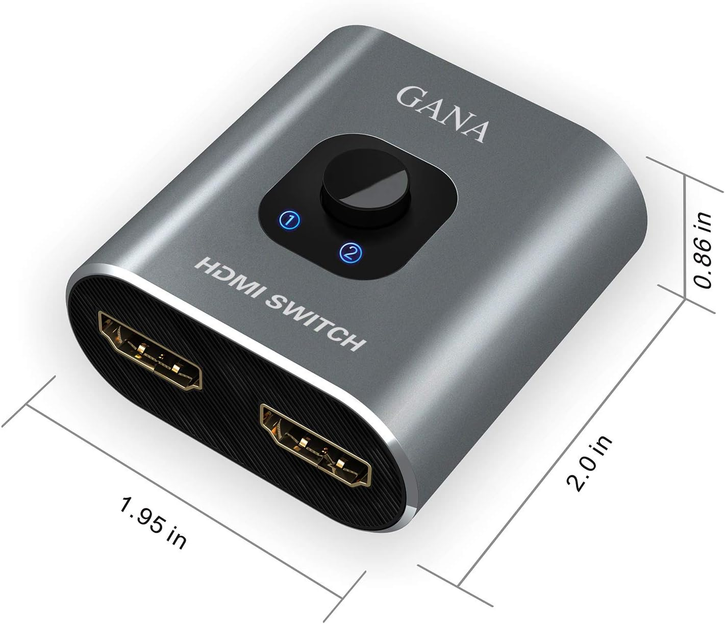 HDMI Switch 4K@60Hz Splitter, GANA Aluminum Bidirectional HDMI Switcher 2 in 1 Out, Manual HDMI Hub Supports HD Compatible with Xbox PS5/4/3 Blu-Ray Player Fire Stick Roku - Gray With 3Ft Cable image number 6