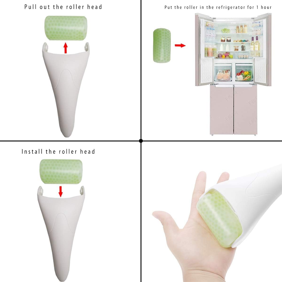 3 in 1 Ficial Face Ice Jade Roller and Gua Sha Tool, Jade Anti-Wrinkle Face Eye Neck Massager Tool, Reduce Wrinkles Puffiness Migraine Redness Pain Injury image number 3