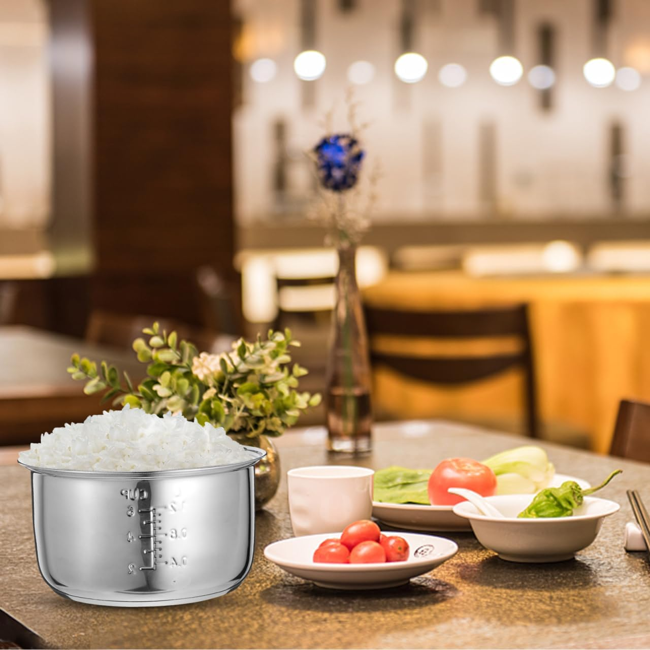 Amosfun 3L Electric Rice Cooker Inner Pot Stainless Steel Nonstick Universal Fit Easy to Clean Material image number 4