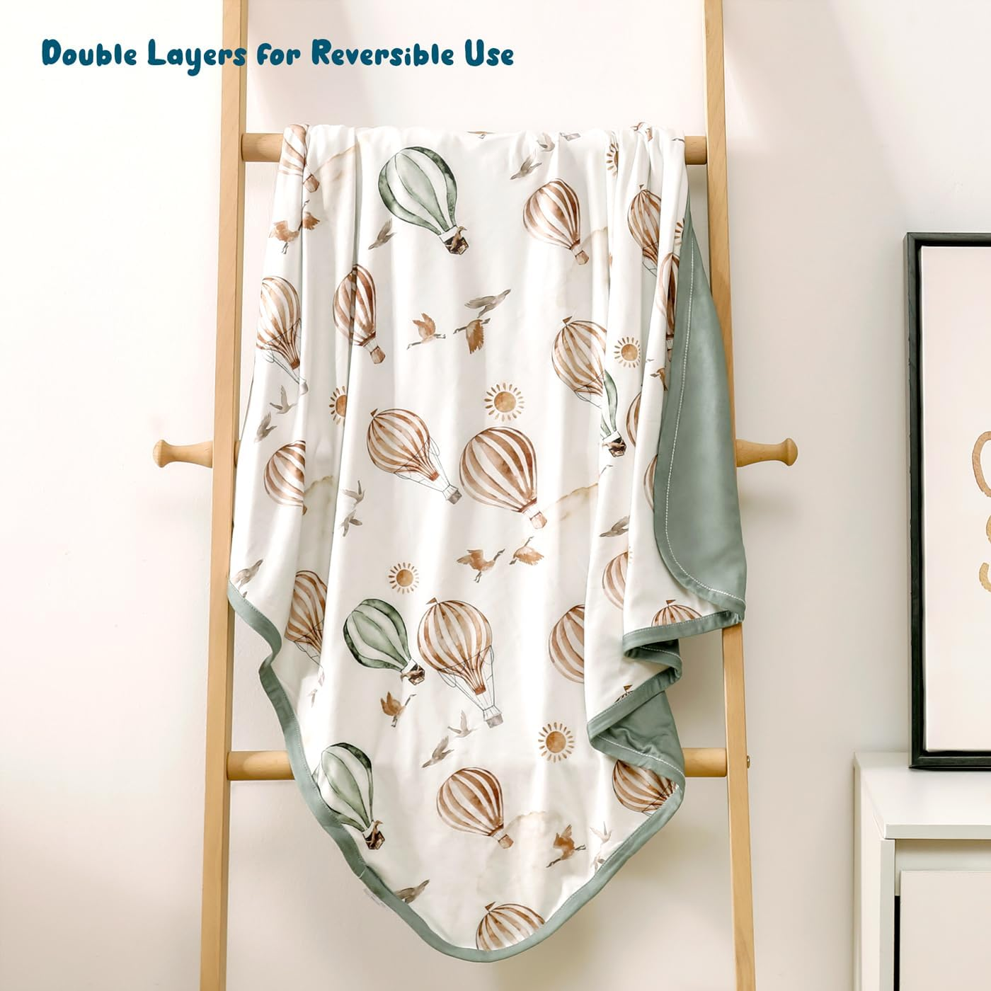 GRSSDER Baby Blankets Super Soft Jersey Knit Swaddle Blanket for Baby Girls and Boys, Double Layer Receiving Blankets 34 X 44 Inches, Extra Large for Baby Swaddling, Balloon Print - Balloons image number 4