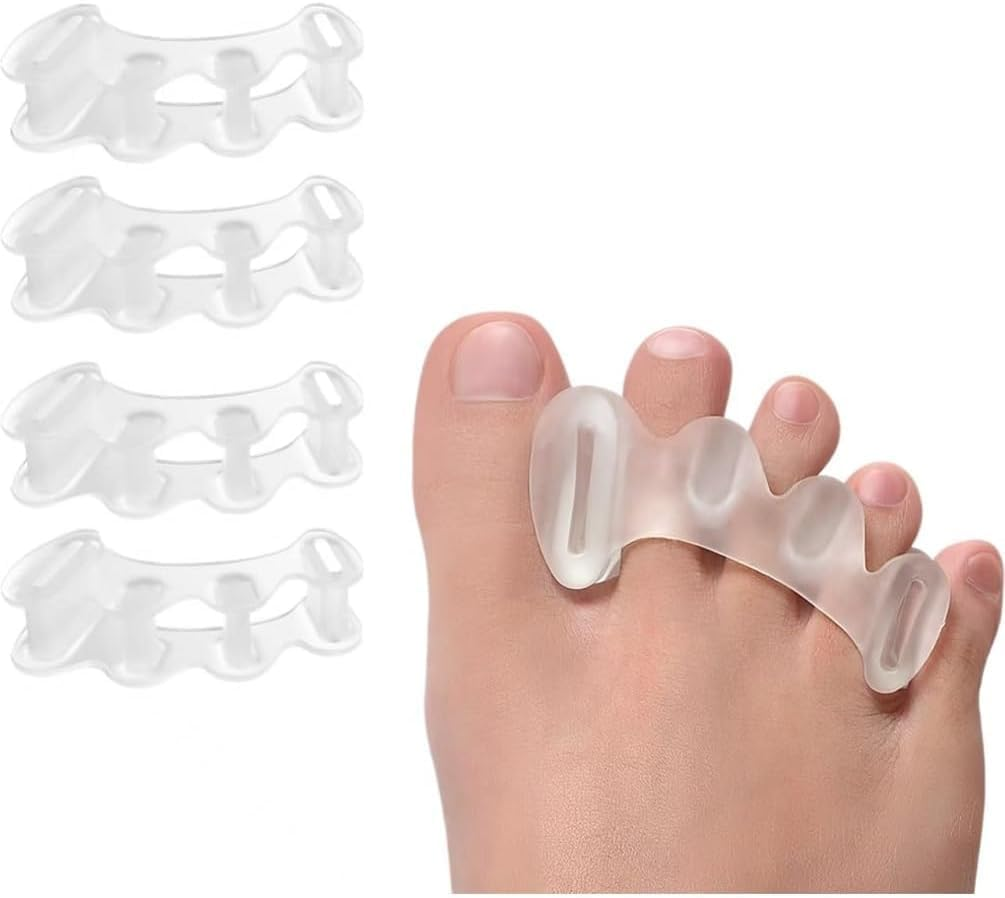 Toe Separators - Toe Spacers for Women Men, Relieve Feet Pain, Foot Alignment, Adjustable Toe Straighteners for Hammertoes (Transparent, 2 Pairs)