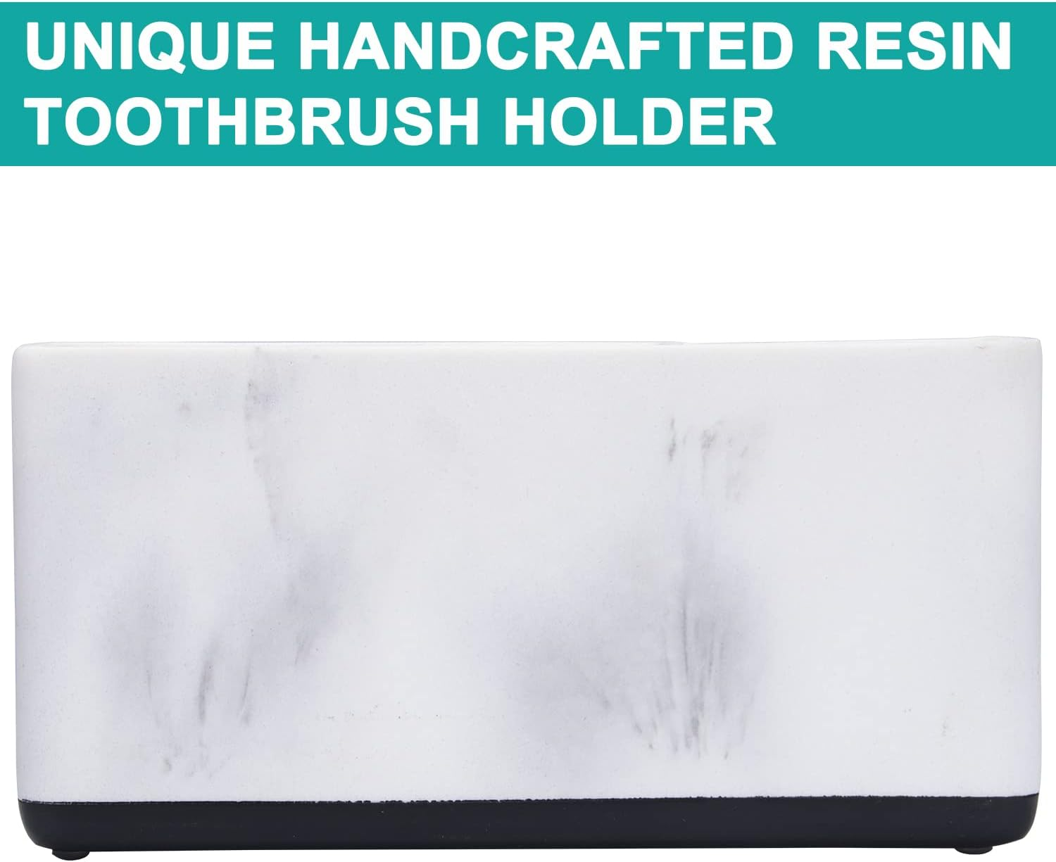 Richenda Toothbrush and Toothpaste Holder with Drainage, 5 Slots Bathroom Organizer Storage Caddy Countertop Anti-Slip Home Storage Organisation for Shower,Bath Products, Kitchen, White Marble