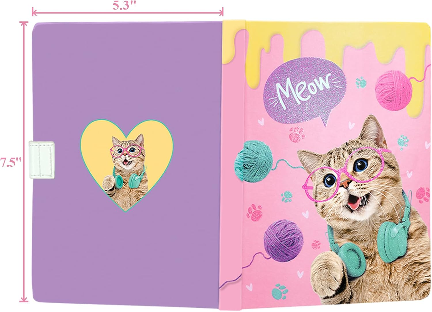Notebooks for Kids with Pen, 19X13.5Cm Journal for Girls 192 Lined Pages Hardcover Small Diary for Kids Teenage Women Writing Note Taking Gift (Cat) image number 5
