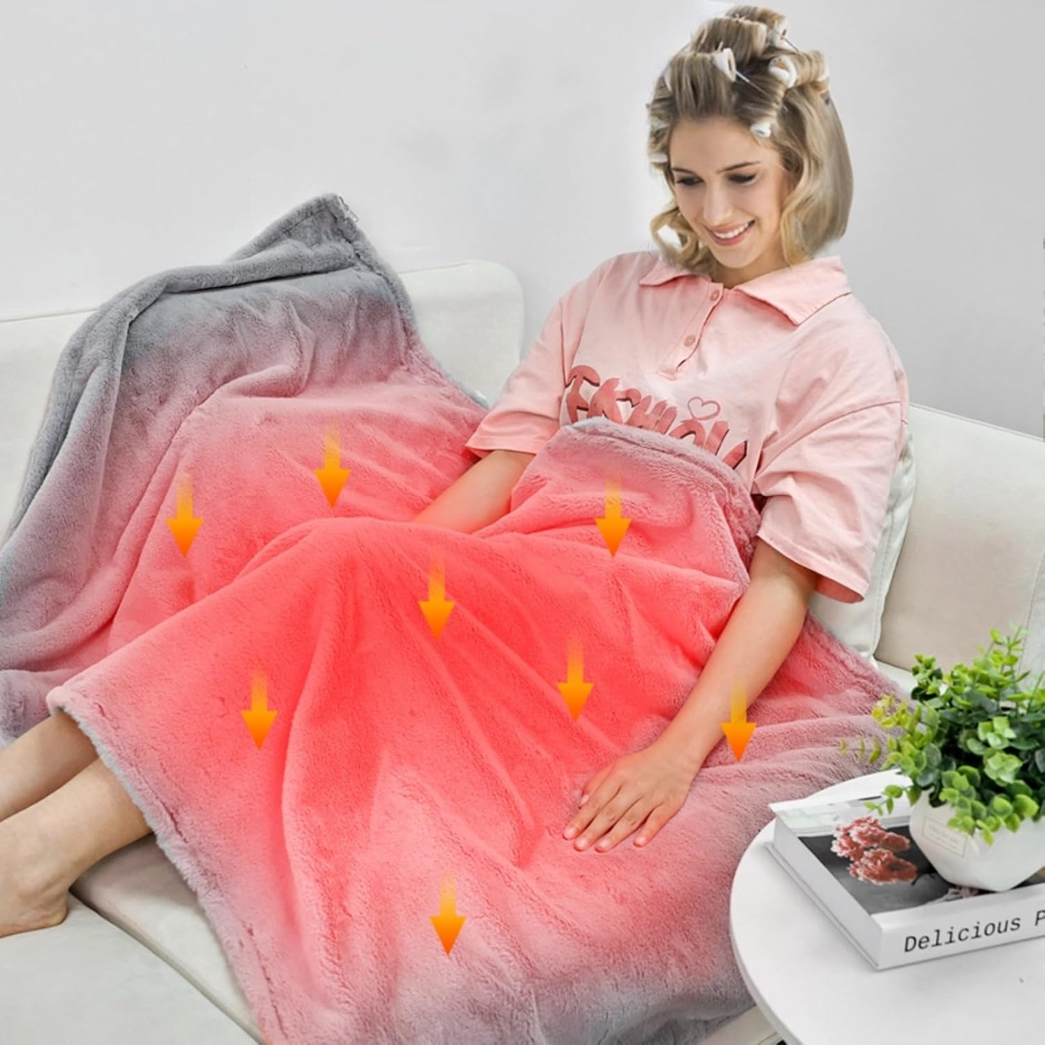 Portable USB Heated Blanket Shawl,2-In-1 Heated Blanket and Shawl,Thickened and Warm Enough Portable Electric Blanket 3 Heating Levels,Heats up to 55 Degrees, Auto-Off,For Home,Office,Camping, Travel image number 3