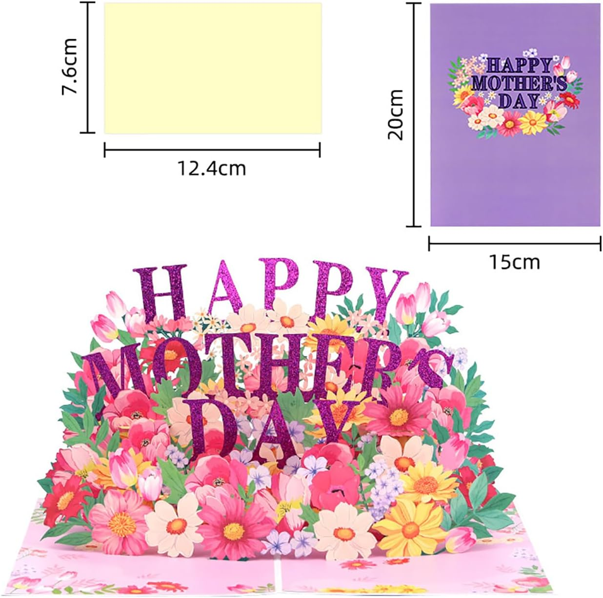 Mothers Day Card,3D Pop up Happy Greeting Card,Flowers Pop up Card for Best Mom Wife Grandma,For Birthday, Mothers Day, Anniversary image number 4