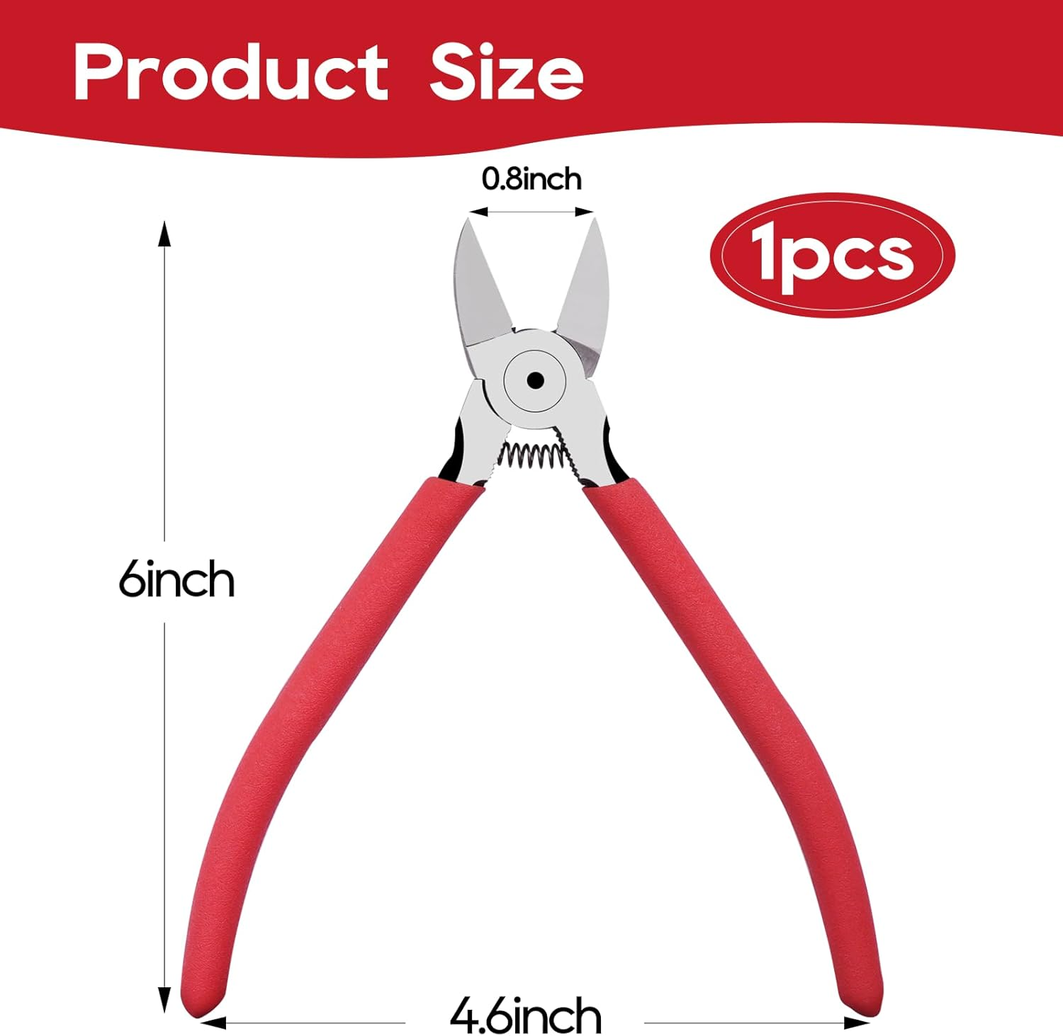6 Inches Wire Cutters with Longer Flush Cutting Edge, Flush Cutter Tool with Spring Grip for Electronics, Powerful Cutting Pliers for Crafts, Precision Side Cutter for Copper, Plastic, and Zip Ties