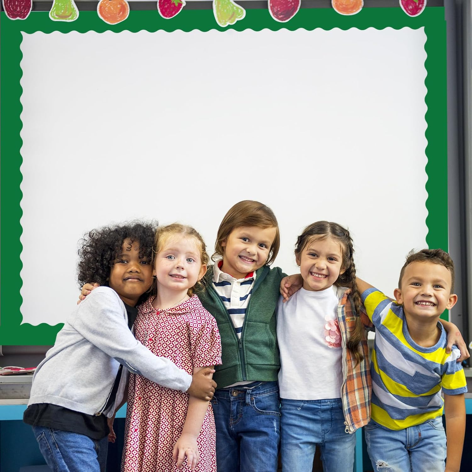 Whaline 65.6Ft Green Bulletin Board Borders - 4 Rolls Gradient Series Die-Cut Strips, Colorful Rolled Trim for School Classroom Office Chalkboard Decoration image number 1