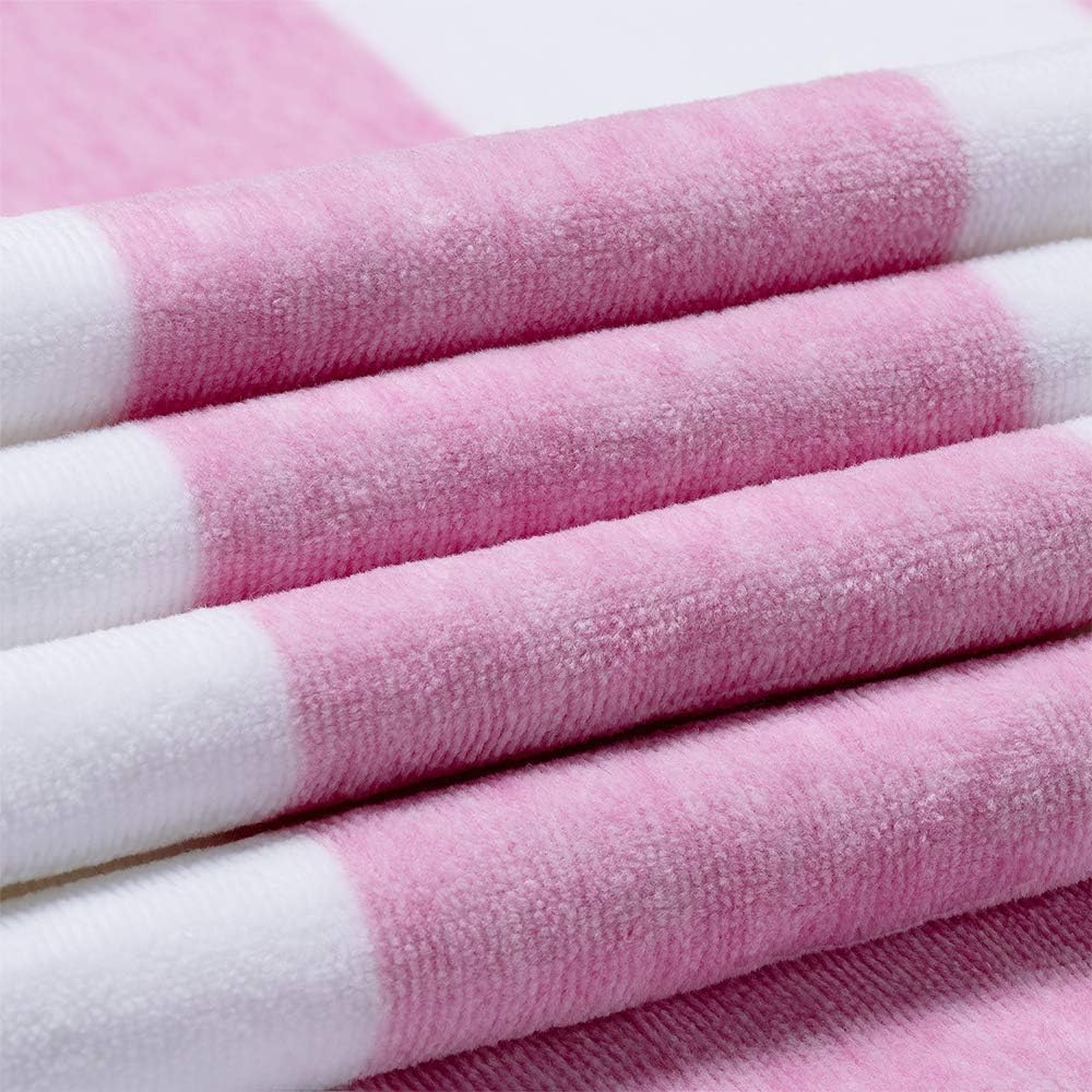 HENBAY Fluffy Oversized Beach Towel - Plush Thick Large 70 X 35 Inch Cotton Pool Towel, Rose Red Striped Quick Dry Swimming Cabana Towel image number 6