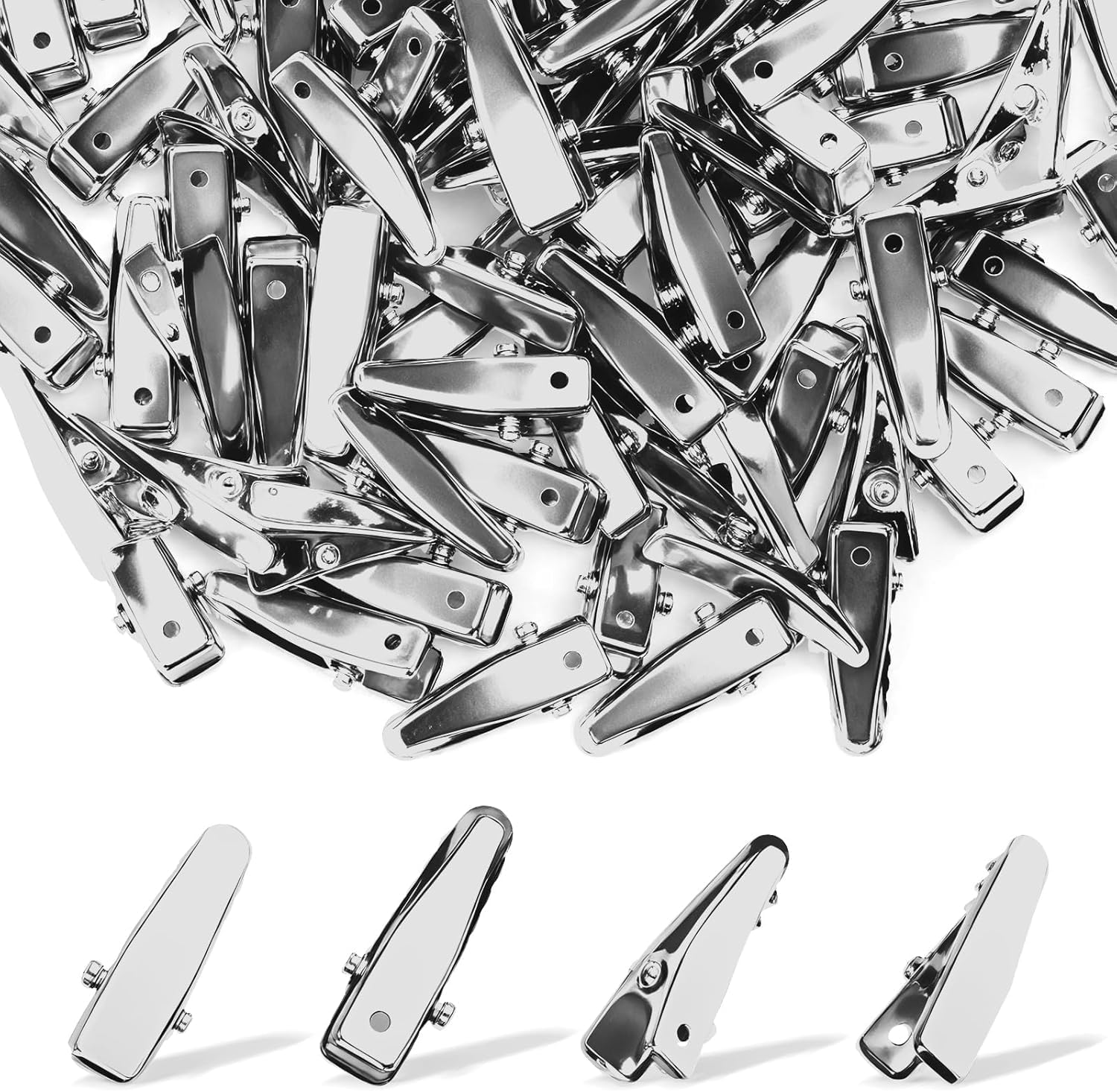 Pack of 80 Silver Small Hair Clips, Metal Hairdresser Alligator Clips, Alligator Small Hair Clips, Women'S Hair Clips, Hairdressing Supplies, for Hair Accessories, Craft Accessories, DIY Accessories image number 5