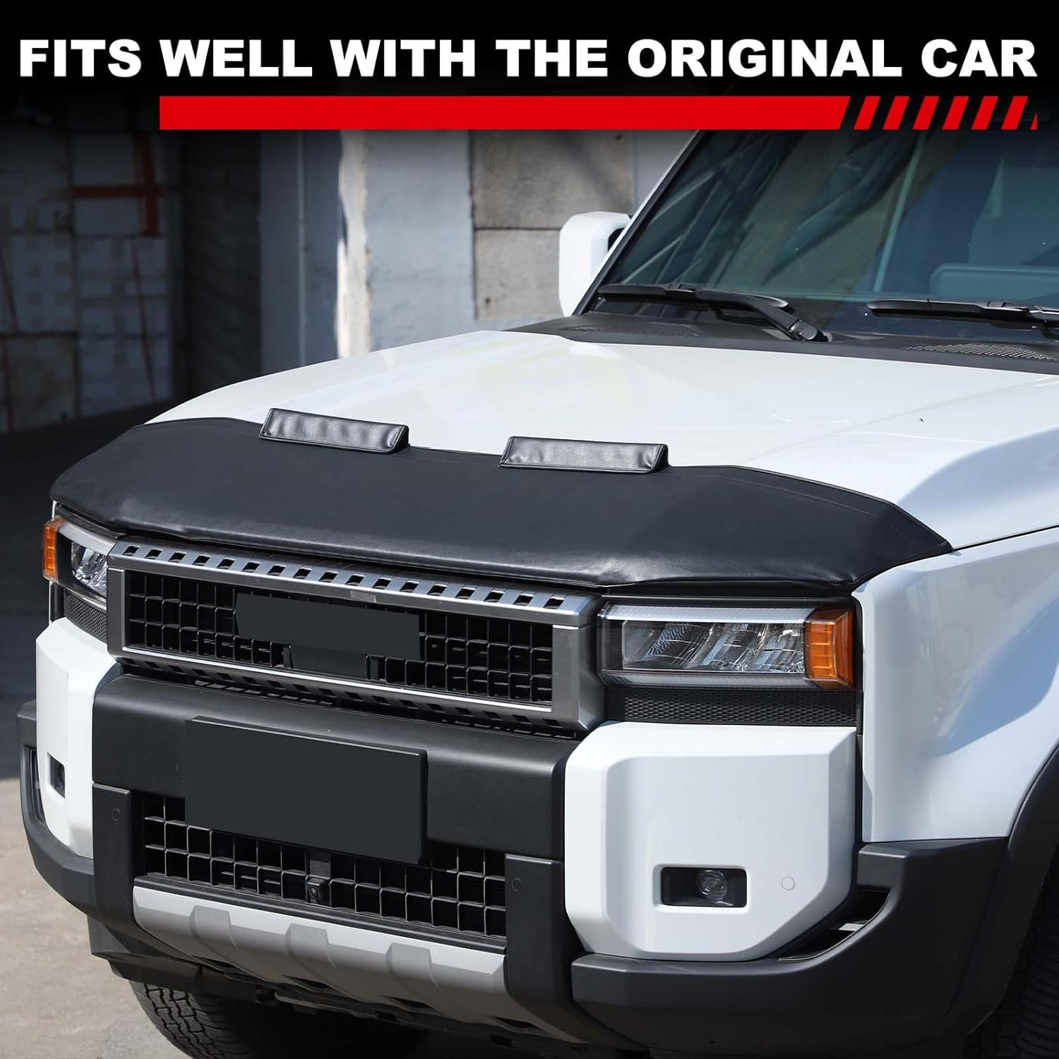 Yinaniutos Bonnet Protector Compatible with Toyota Land Cruiser Prado 250 2024-2025 Accessories | Leather Front Hood Bonnet Stone Guard Cover | 1PC Set image number 1