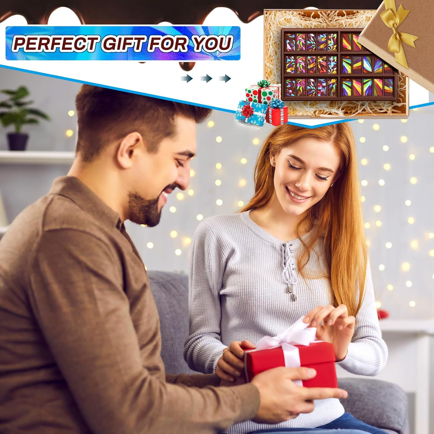 Ziliny Holographic Chocolate Molds Resin Silicone Chocolate Bar Deep Thick Molds for Reusable DIY Baking Wax Melts(Windmill and Snowflake) image number 5