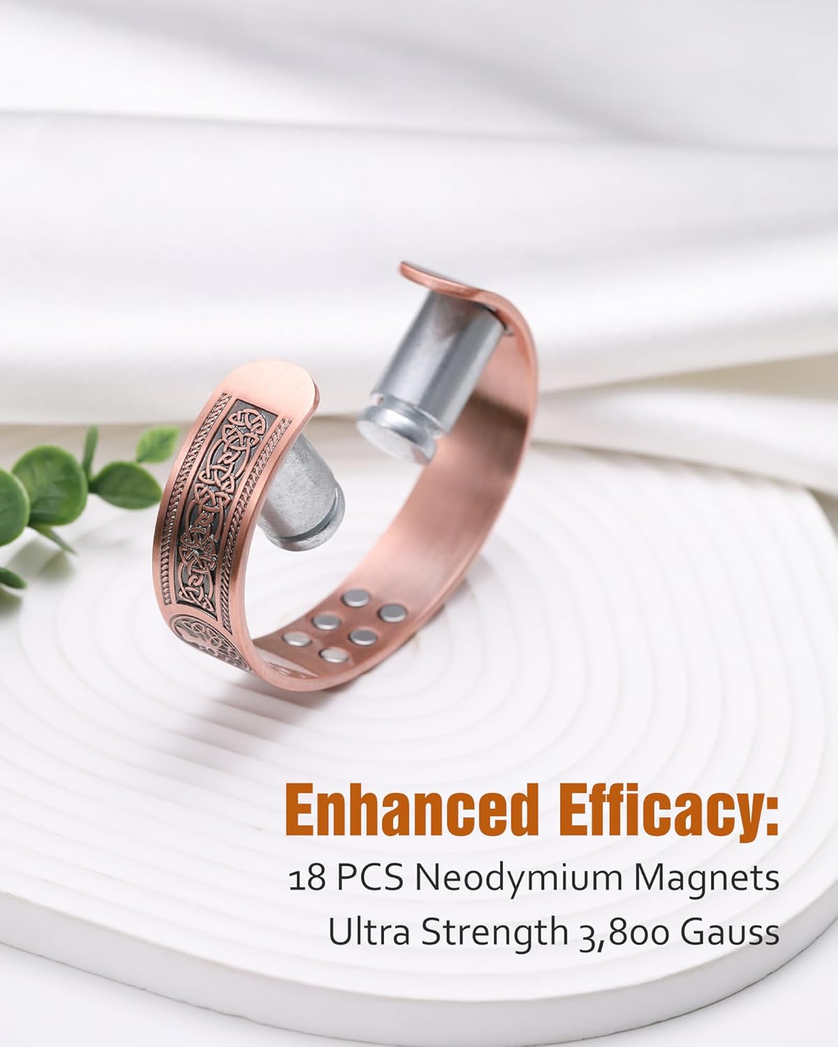 Copper Bracelet for Men, 18X Strength Mens Magnetic Copper Bracelets with 3,800 Gauss Magnets, 99.99% Pure Solid Copper, Copper Jewelry Gift image number 3