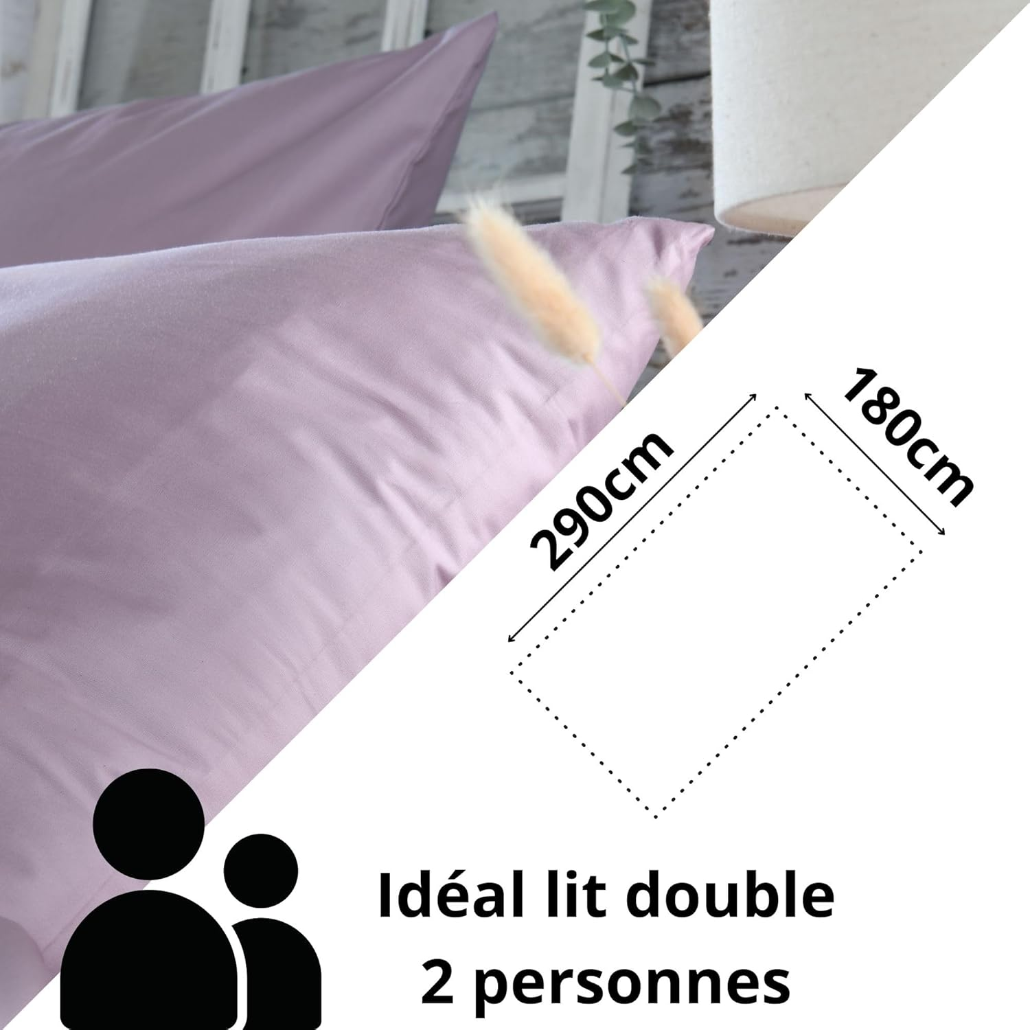 STOF - Flat Sheet - Size 180 X 290 Cm - Quality Cotton Percale - 100% Cotton with Oeko-Tex Certified - Colour: Parma - Elys&eacute;e Model - Bed Linen for Home - Soft and Comfortable image number 3