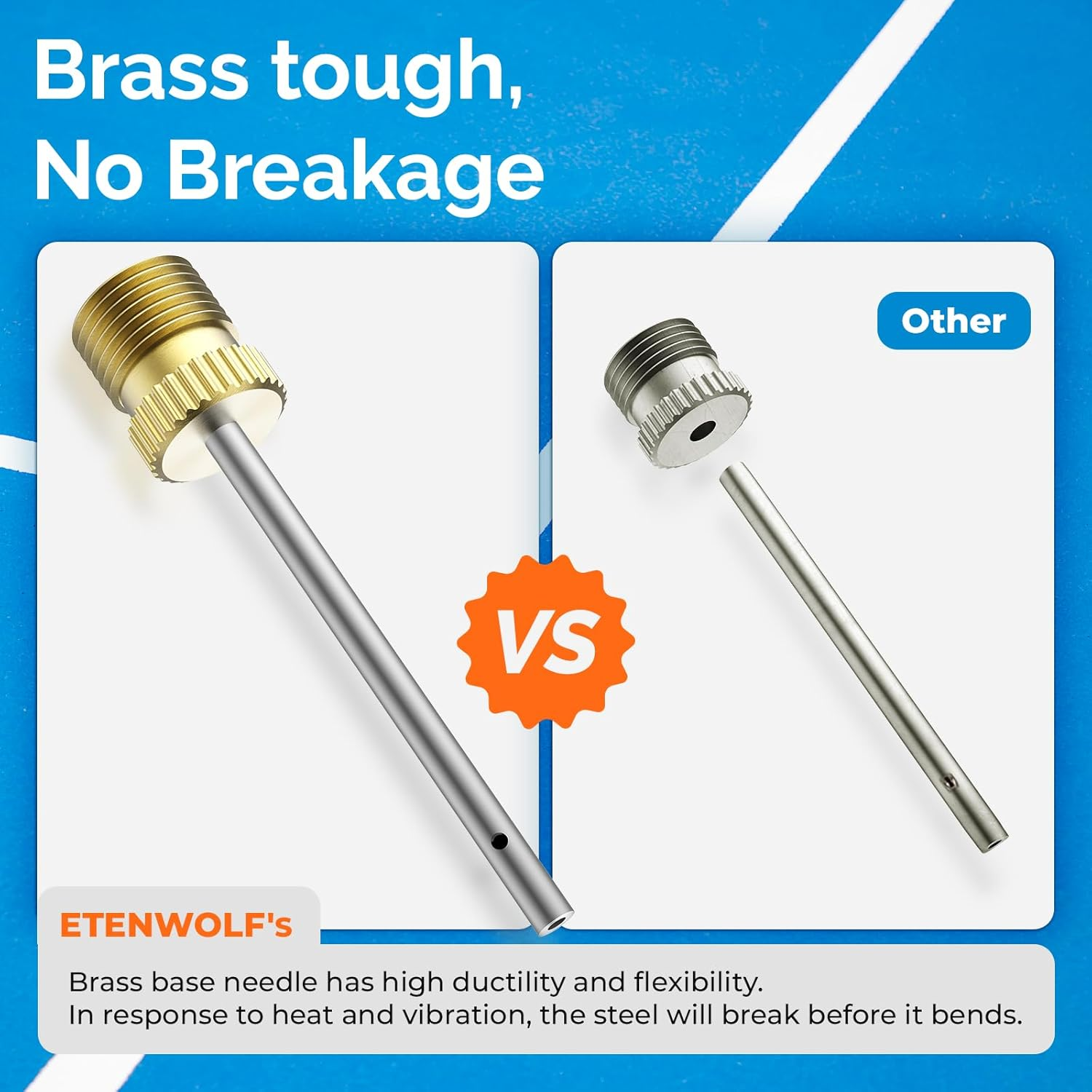 ETENWOLF A102 Brass Ball Pump Needles Pack of 12, No Break Heavy Duty Air Pump Needles for Balls with Storage Case, Compatible with Hand Pump and Electric Pump, Stainless Steel Body image number 1