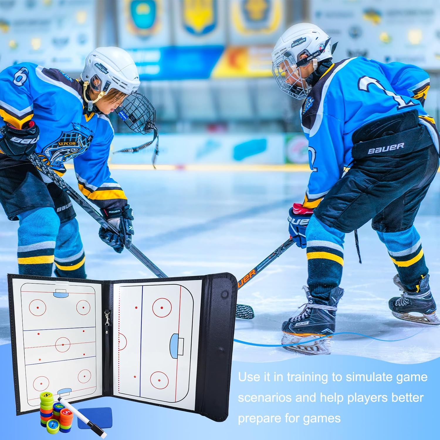 Joyeee Ice Hockey Tactics Board for Kids & Adults, Magnetic Coaching Board, Ice Hockey Equipment for Men, Boys and Ice Hockey Enthusiast, Christmas Ice Hockey Gifts for Men Father - 03 Double Side Ice Hockey Board image number 6