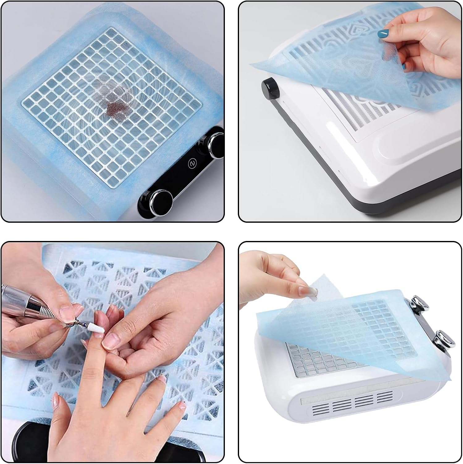 200Pcs Nail Dust Collector Filters - Breathable Non-Woven Paper for Multifunctional Nail Vacuum Accessories - Self-Resizing and Blue image number 6