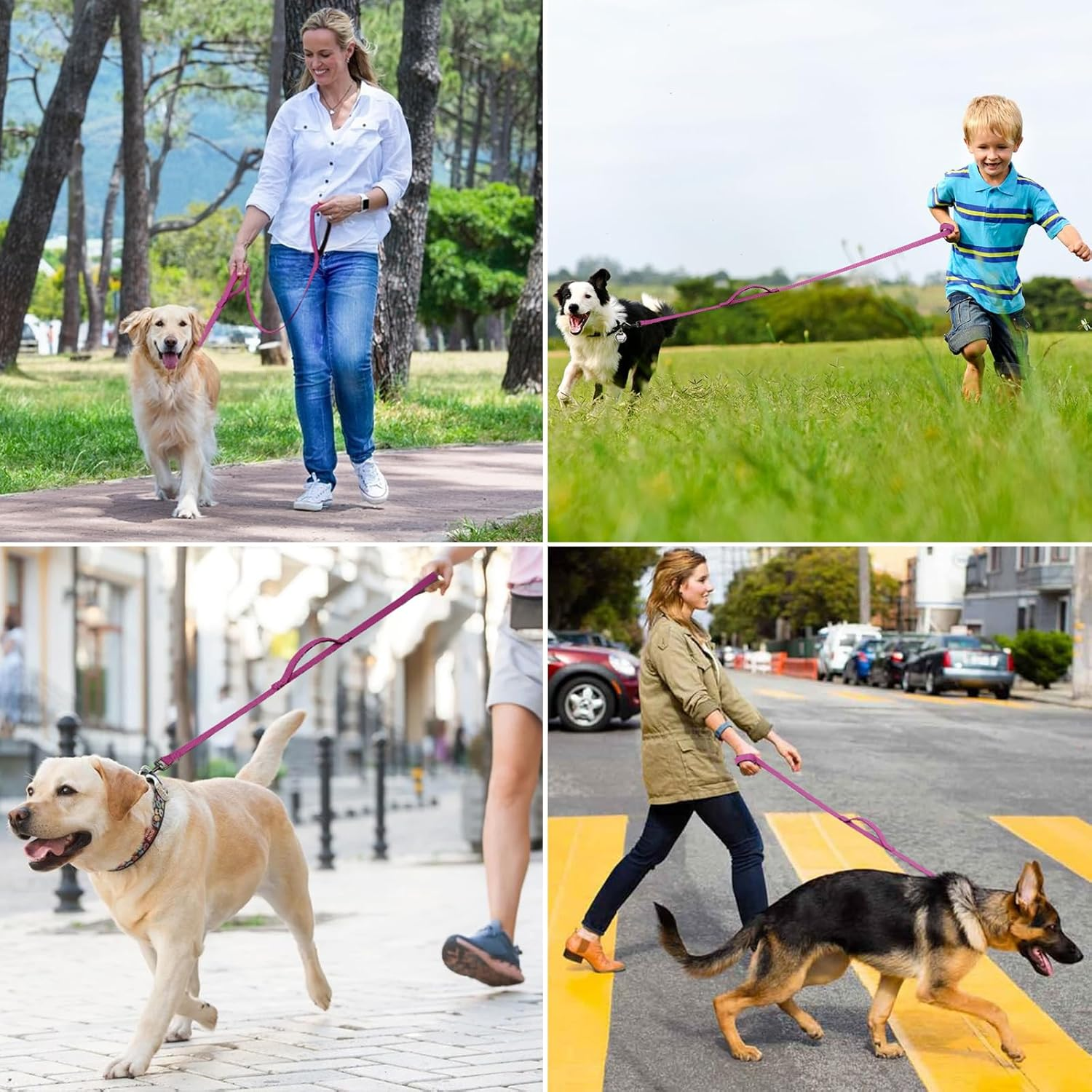 COMSLE Recall Lead for Dogs, 1.5 M / 3 M / 5 M Robust Long Dog Lead Reflective Training Lead with Padded Handle and Hand Strap, Training Lead for Small to Large Dogs image number 1