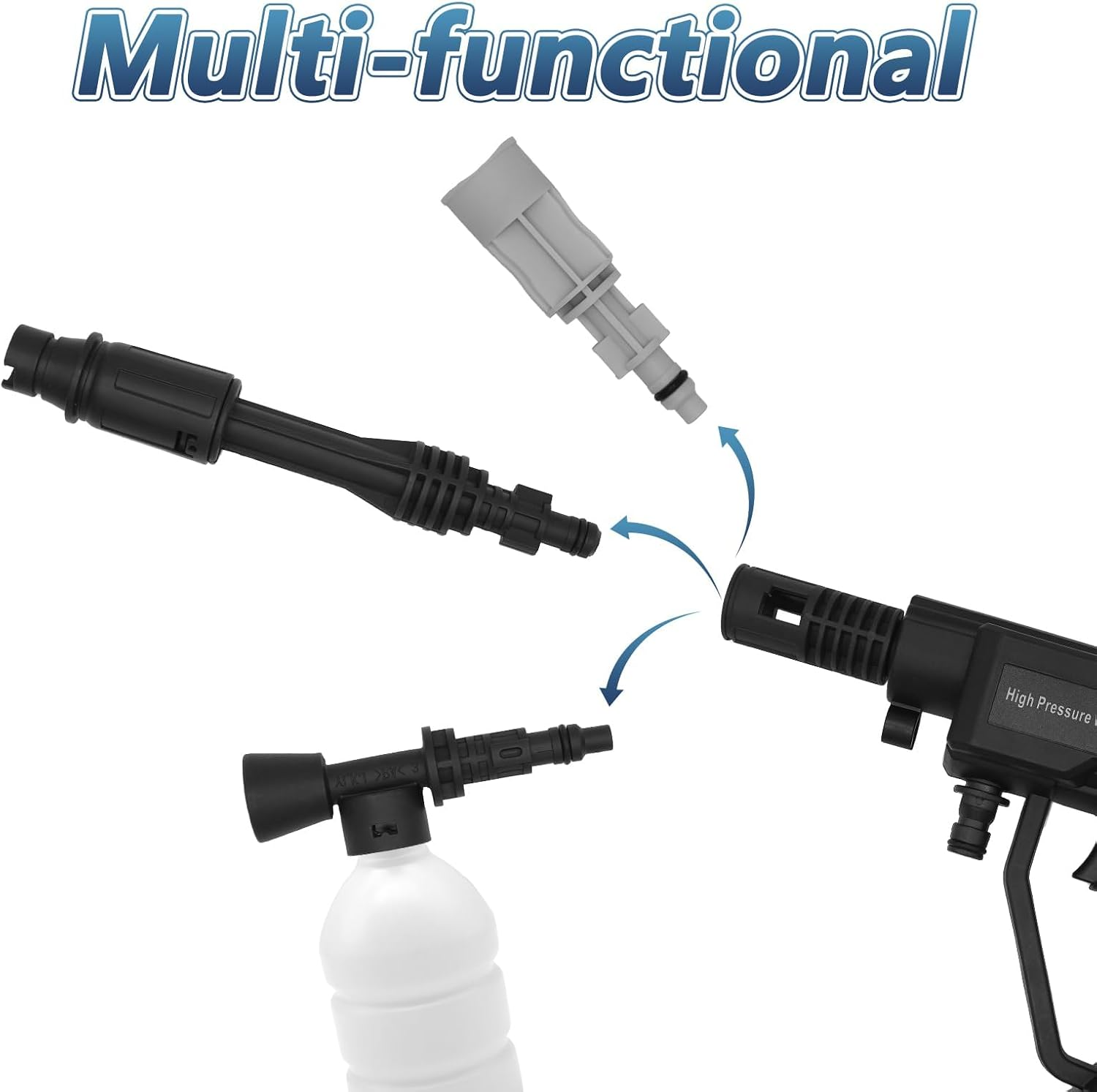 Cordless Pressure Washer, Adjustable Spray Nozzle Portable Power Washer 652 PSI (2&times;1.5AH Batteries, 2&times; 1500Mah, 1.5) image number 6