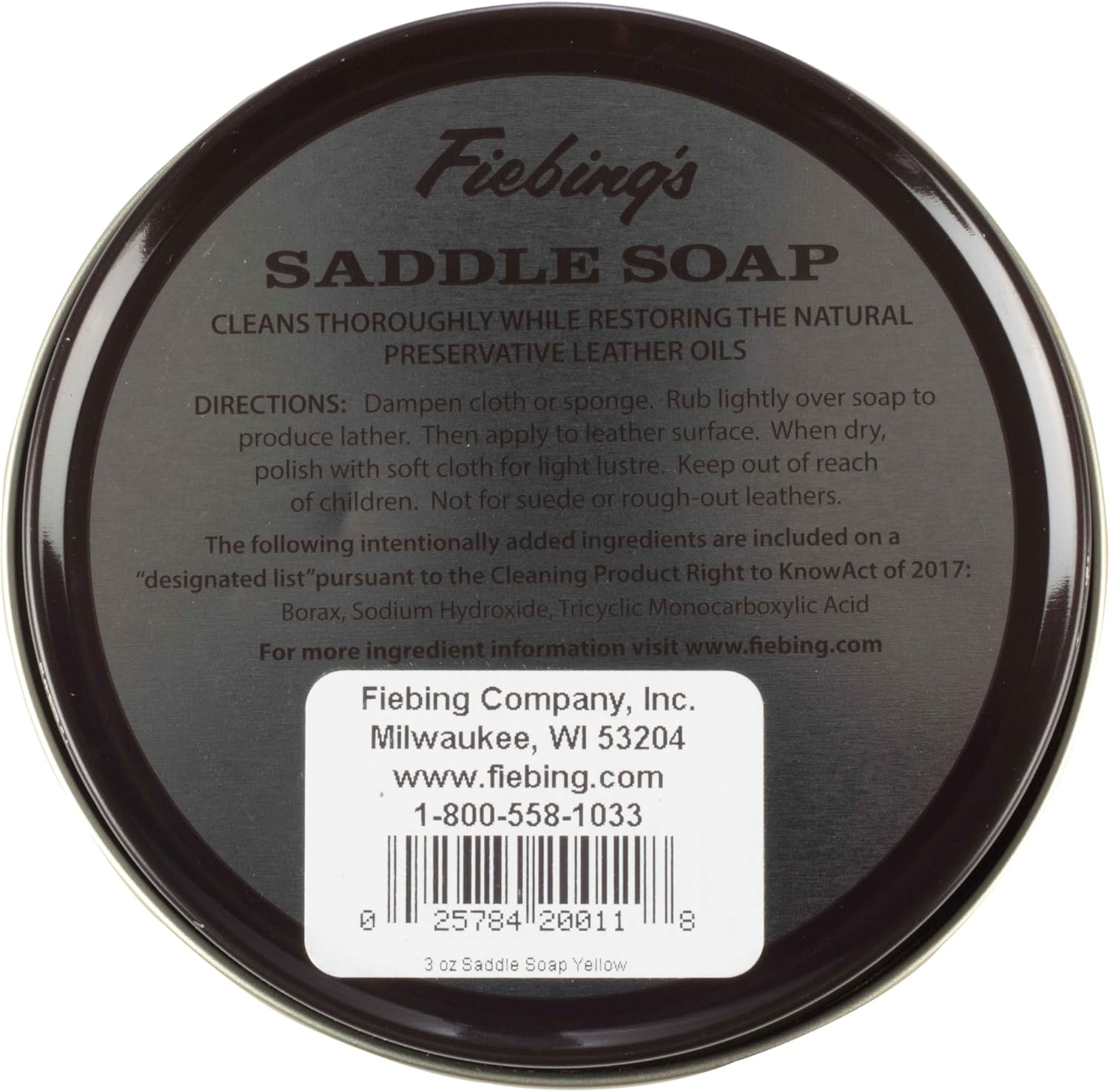 Fiebing'S Yellow Saddle Soap for Leather (3.5 Oz Tin) - Leather Cleaner & Conditioner to Soften, Protect & Restore Leathercraft - Leather Soap for Car Seat, Couch, Shoe, Purse, Boot, Bag image number 2