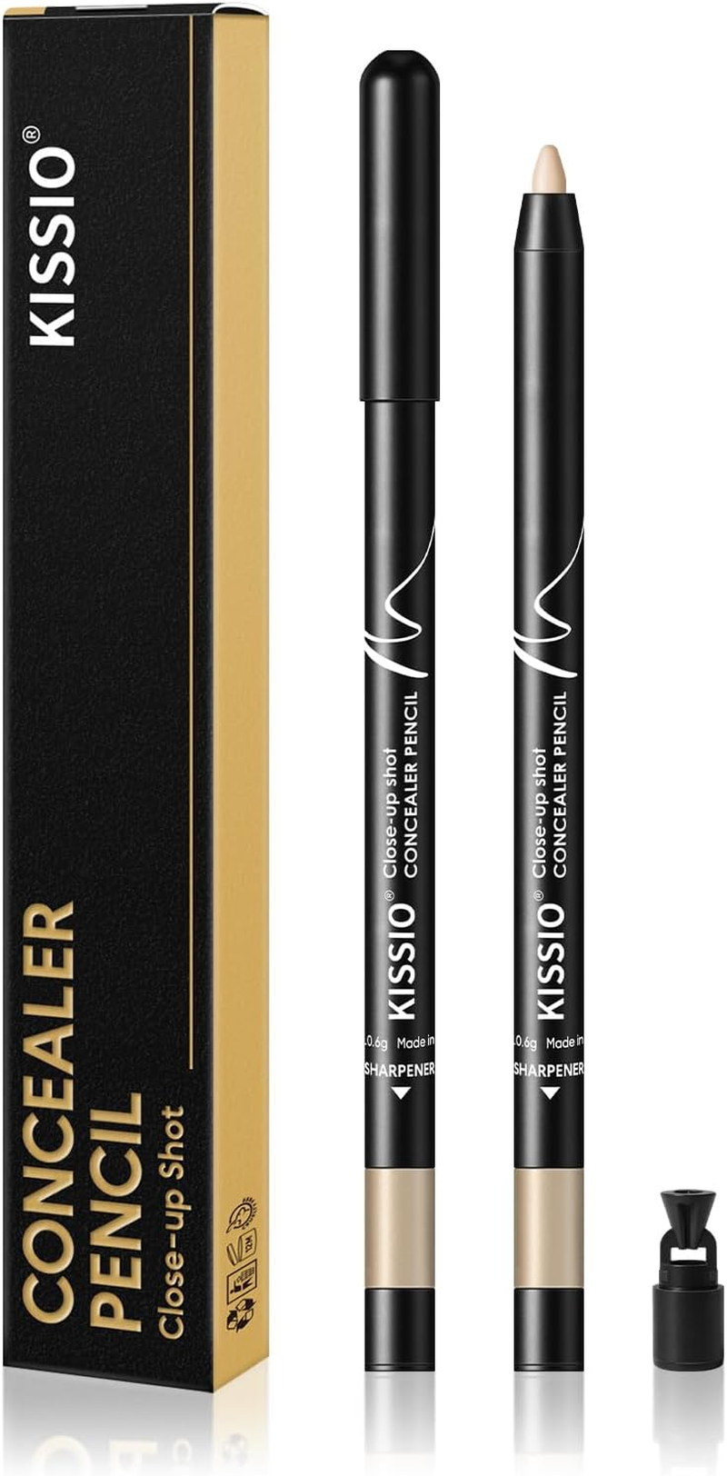 KISSIO Concealer Pencil,Under Eye Concealer,Cover Acne and Freckles,Brightener,Waterproof,Long Lasting and Cream,Makeup Pencil with Sharpener,Milktea