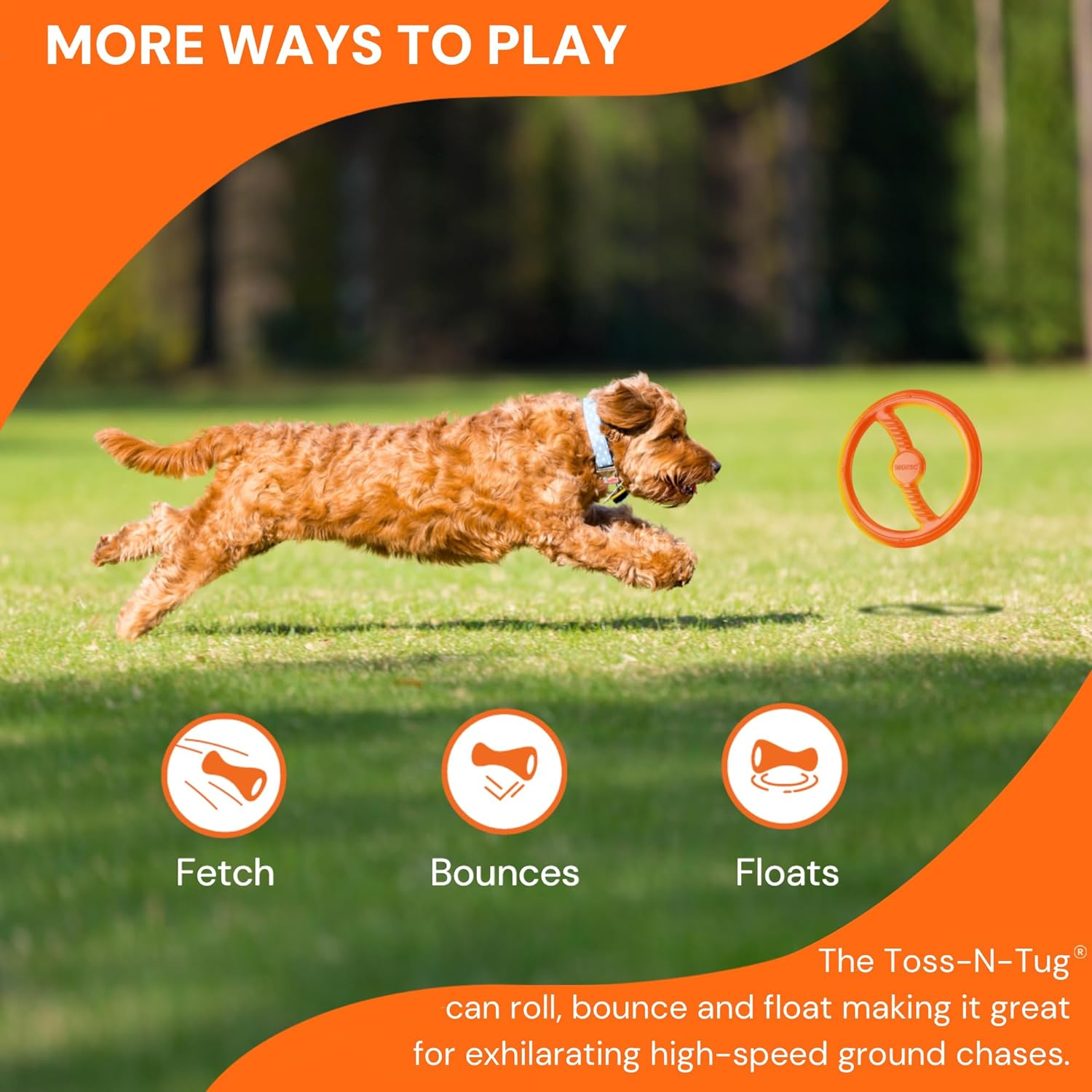 Bionic Toss-N-Tug Ring Dog Toy, Orange image number 4