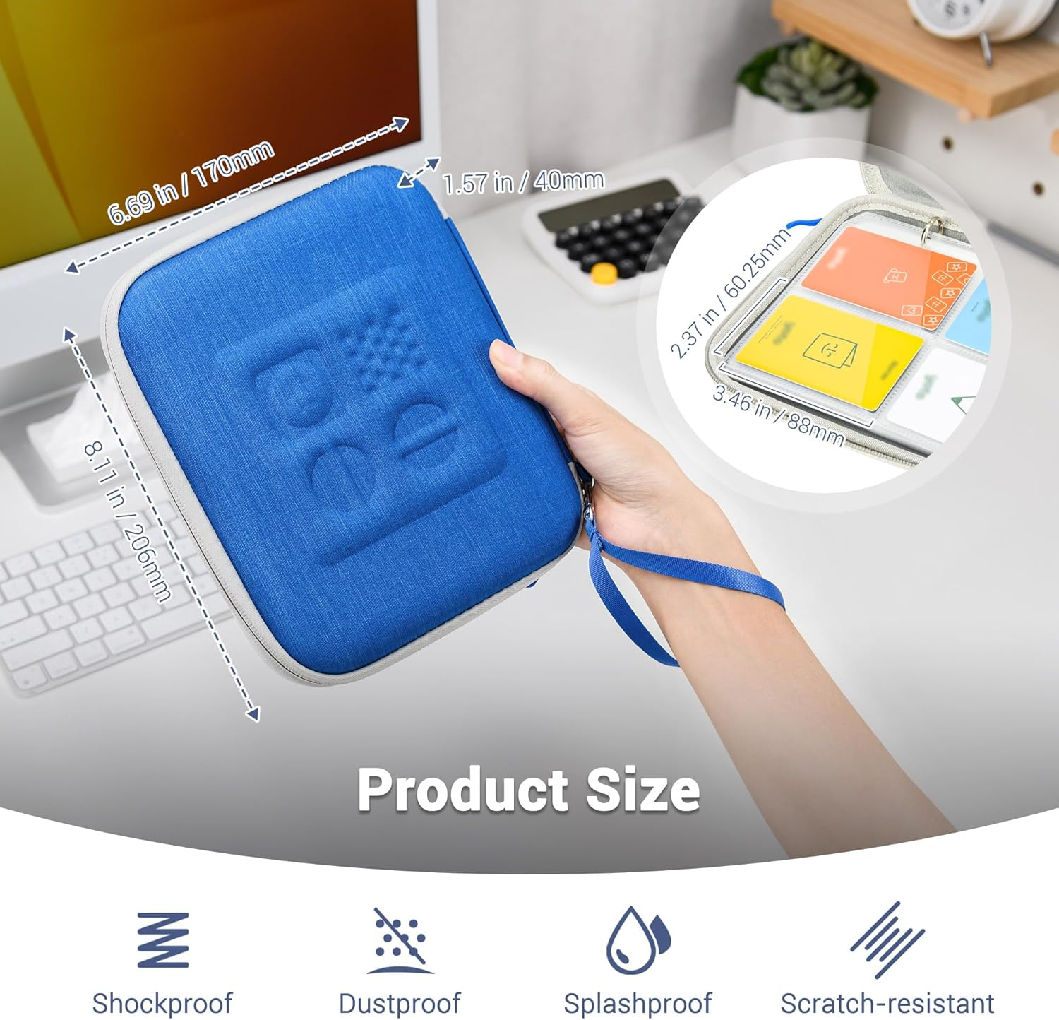 Profezzion Card Case Holder for Yoto Cards, 88 Pockets Card Holder Storage with Zipper & Carry Strap for Yoto Player & Yoto Mini Cards, Card Binder Holder with Sleeves for Travel - Blue image number 4