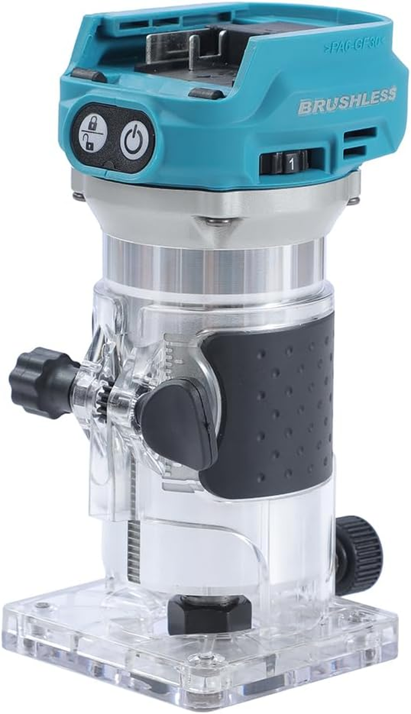 Katsu Fit-Bat 102770 18 V/21 V Brushless Cordless Router Wood Router Edge Milling Cutter with Trimmer Base, 3 Collets 1/4 Inch, 6 Mm and 8 Mm, without Battery and Charger image number 1