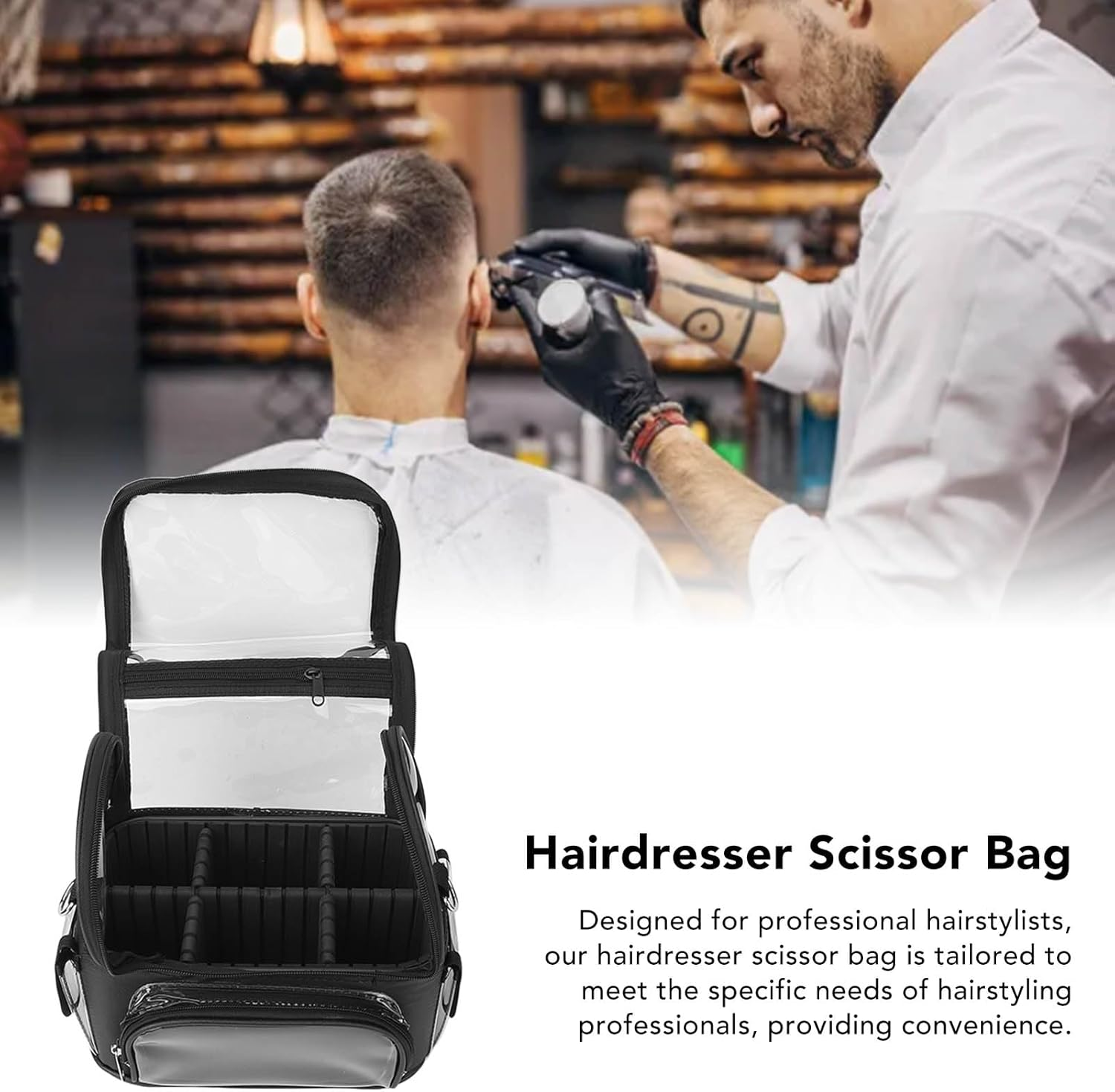 Hairdresser Bag, Large Capacity Hair Stylist Storage Bag with Strap, Ideal for Barber Shop and Salon, Ample Space for Scissors, Hair Clippers, and Styling Tools image number 5