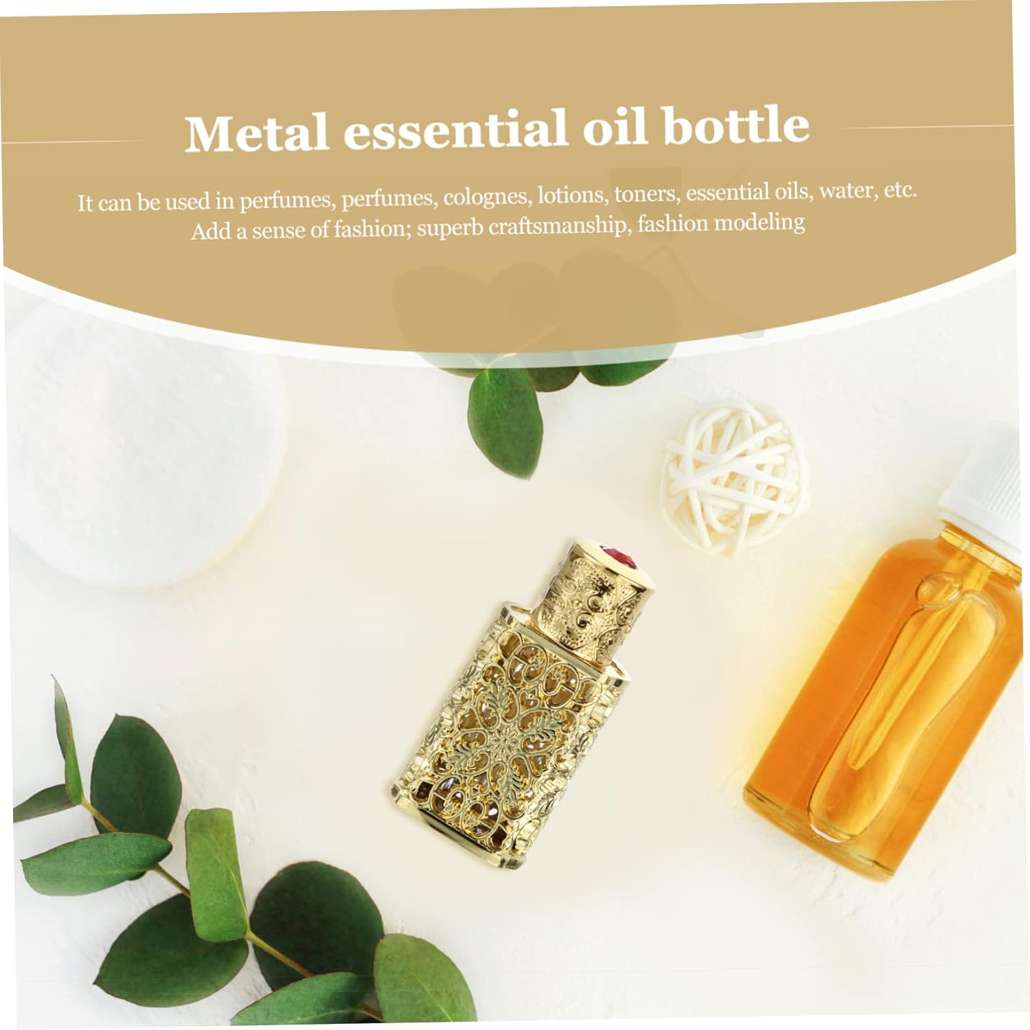 Anneome 3Pcs Hollow Flower Engraved Essential Oil Bottle Vintage Decorative Perfume Dispenser for Travel and Daily Use Leak Liquid Storage Container Elegant Finish