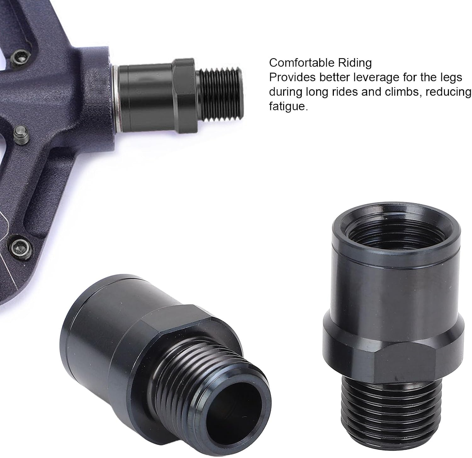 Jiawu Bike Pedal Extenders, 1 Pair Ti Alloy Bike Extended Pedal Spacer with Washers, Fits Most of 9/16" Threaded Pedals Bike, Extended 0.79Inch / 20Mm for Mountain Bike Road Bike image number 5