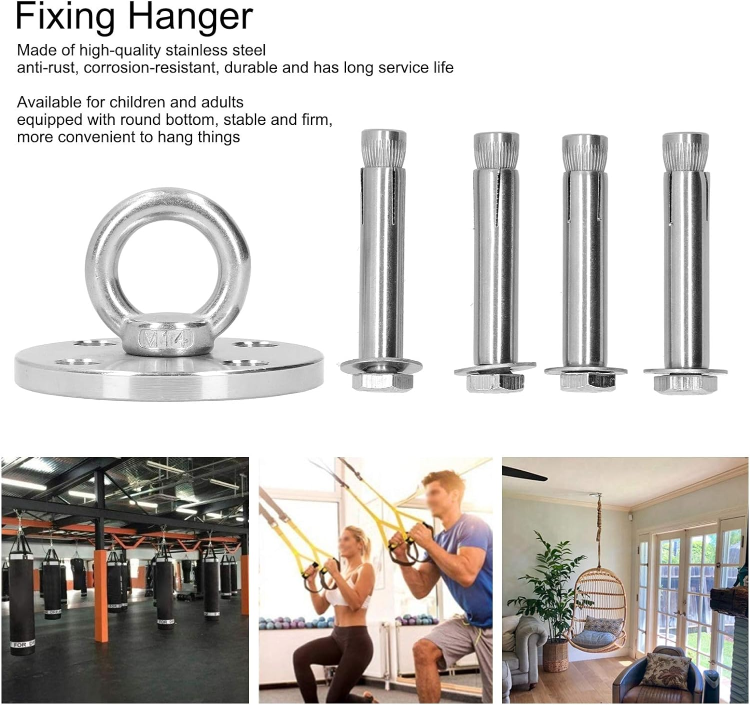 Ceiling Mount Hook, Silver Fixing Hanger, for Hanging Chair Hammock Indoor Sandbag Outdoor Swing(Dg-08) image number 1