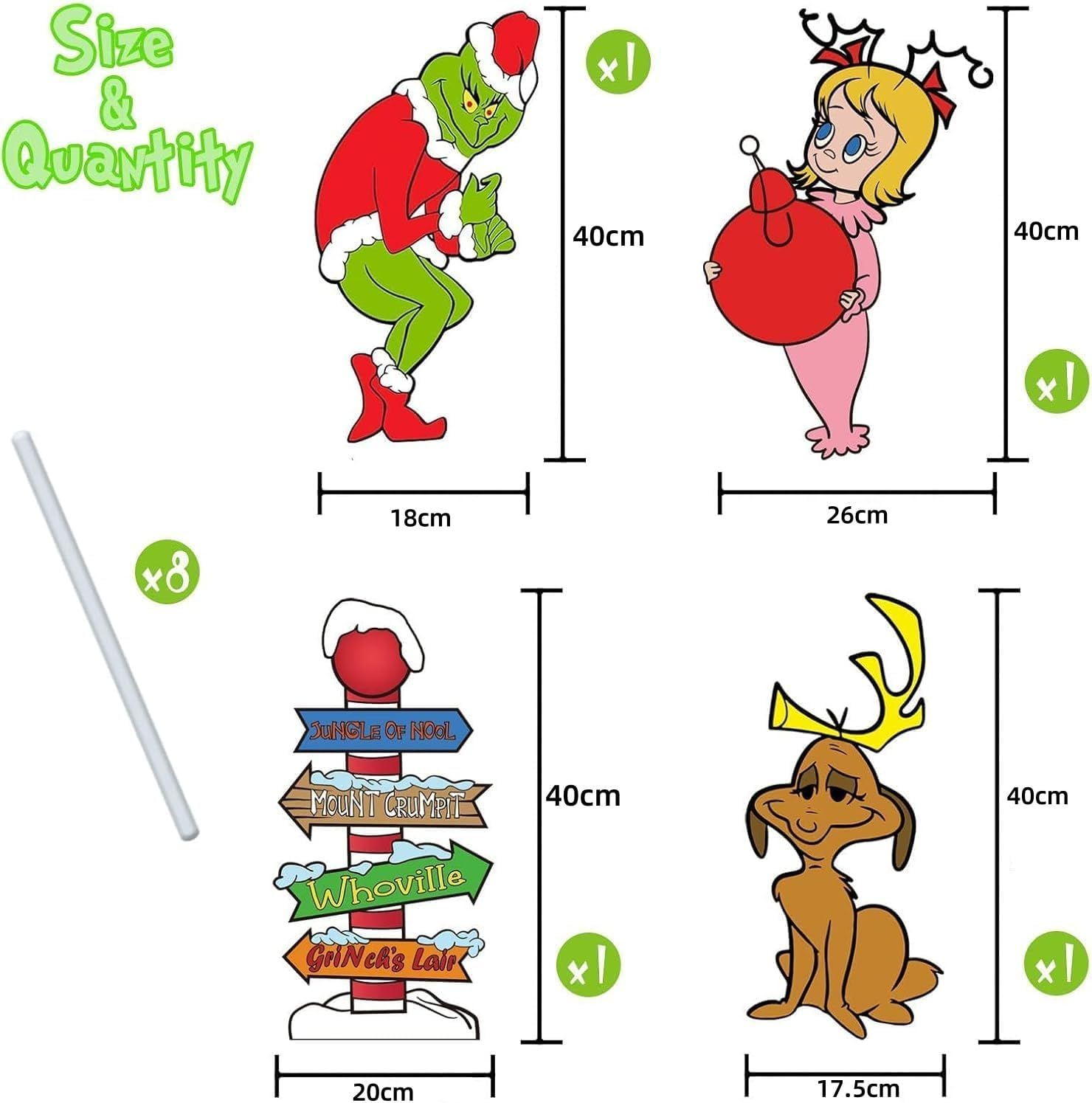 Christmas Yard Signs Stakes Outdoor, 4PCS Large Xmas Decorations Signs for Holiday Christmas Lawn Garden Pathway Decorations image number 5