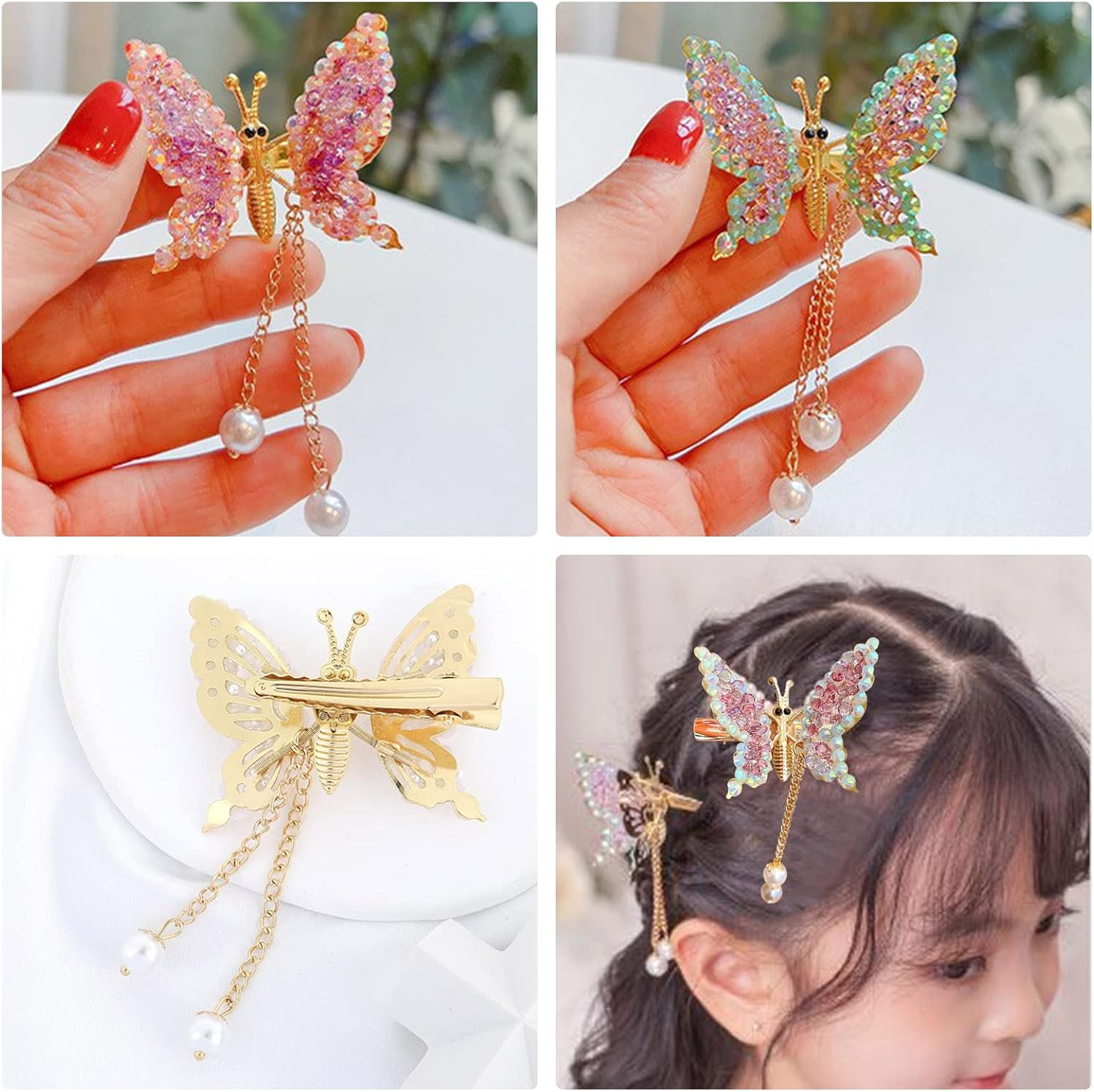 Hair Clip Butterfly Hair Clips Hair Clips Girls Hair Pins Hair Clip Hair Band Bridal Ladies Hair Jewellery Decoration, Pack of 4