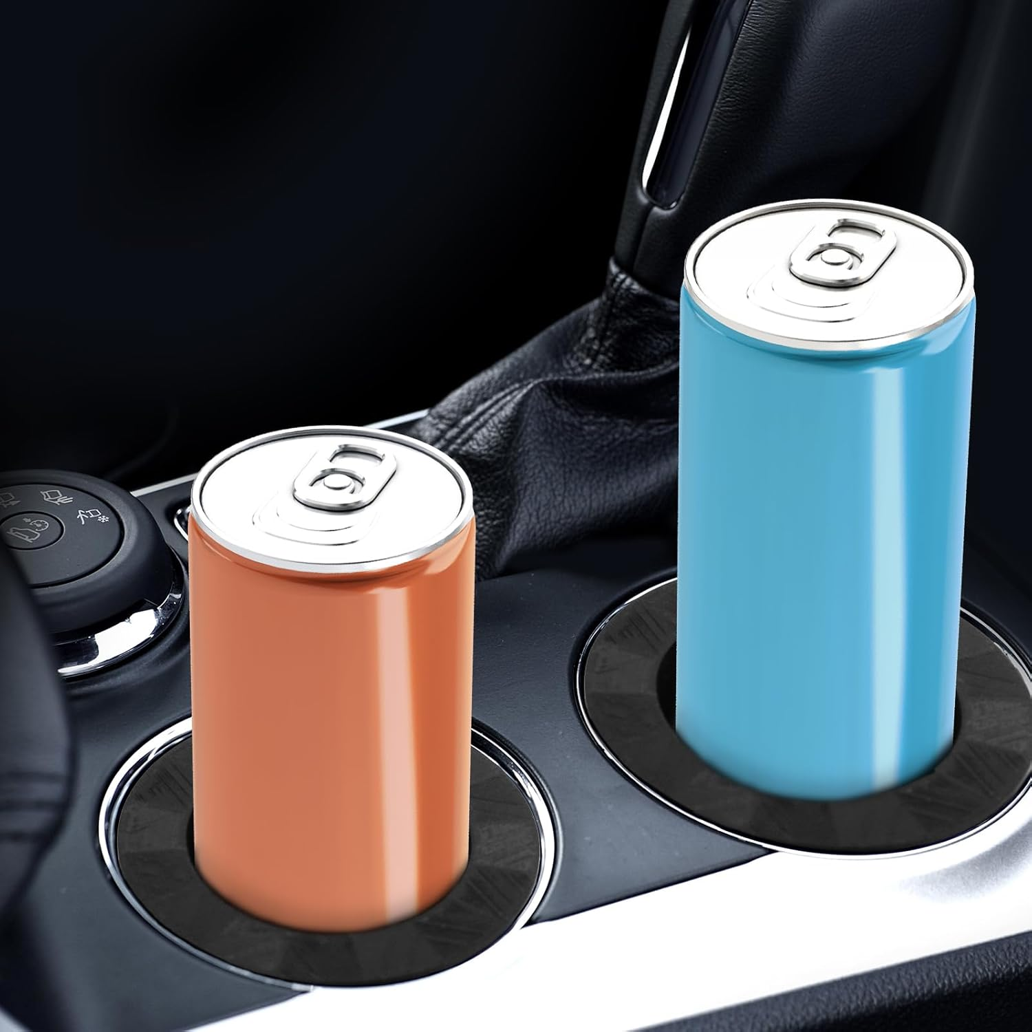 2Pcs Car Cup Holder Insert for Slim Cans, 3.5In Universal Cup Holder Adapter for 12Oz Cans Energy Drinks Secure Fit & Anti-Rattle