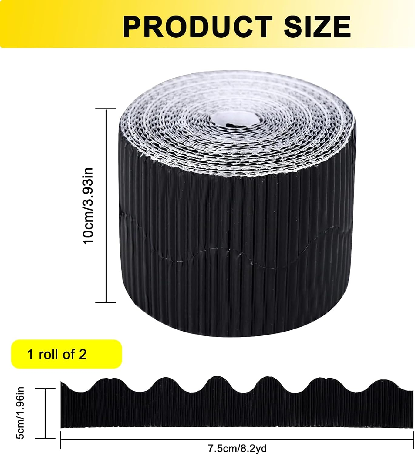 Corrugated Display Borders, 15M/Rolls, Black, Cardboard, Rectangular, Smooth, Border, Decorative Paper Rolls image number 4