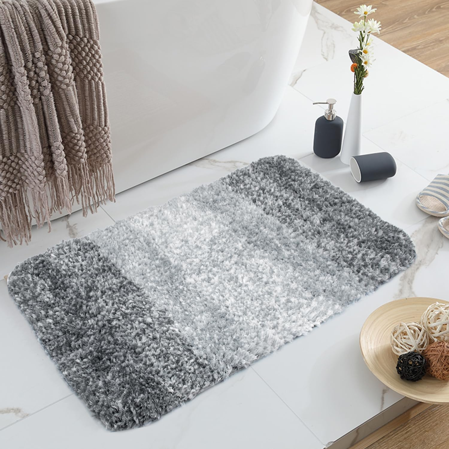 BYUNER Rug Home D&eacute;cor Products Bath Mat Luxury Kitchen Mat Extra Soft Rug Absorbent Bathroom Mat Non-Slip Toilet Mat Plush Bath Rug Machine Wash Dry image number 2